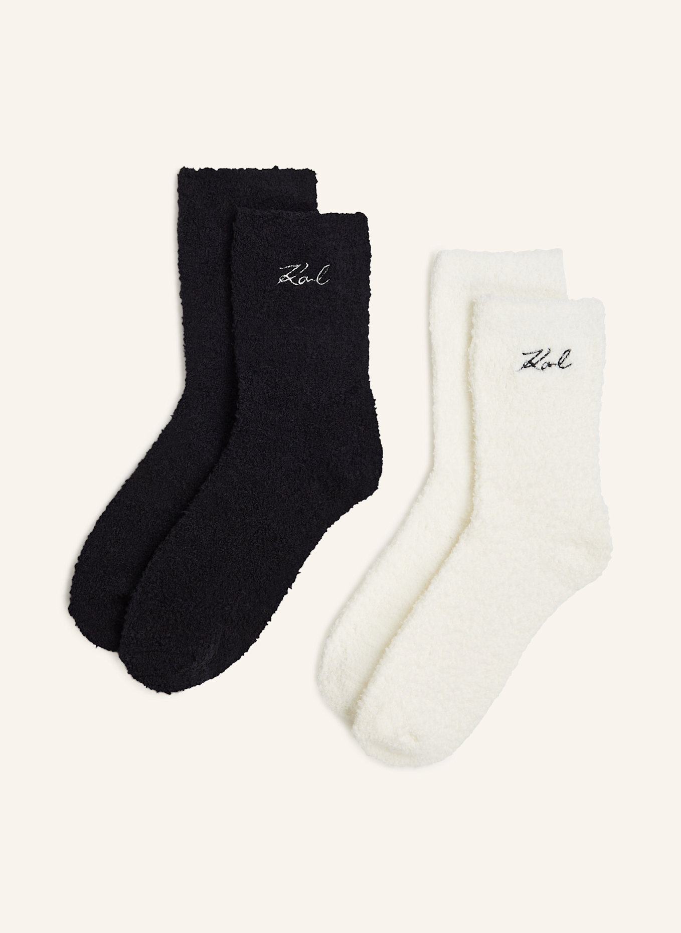 KARL LAGERFELD Socken: BEIGE/ SCHWARZ