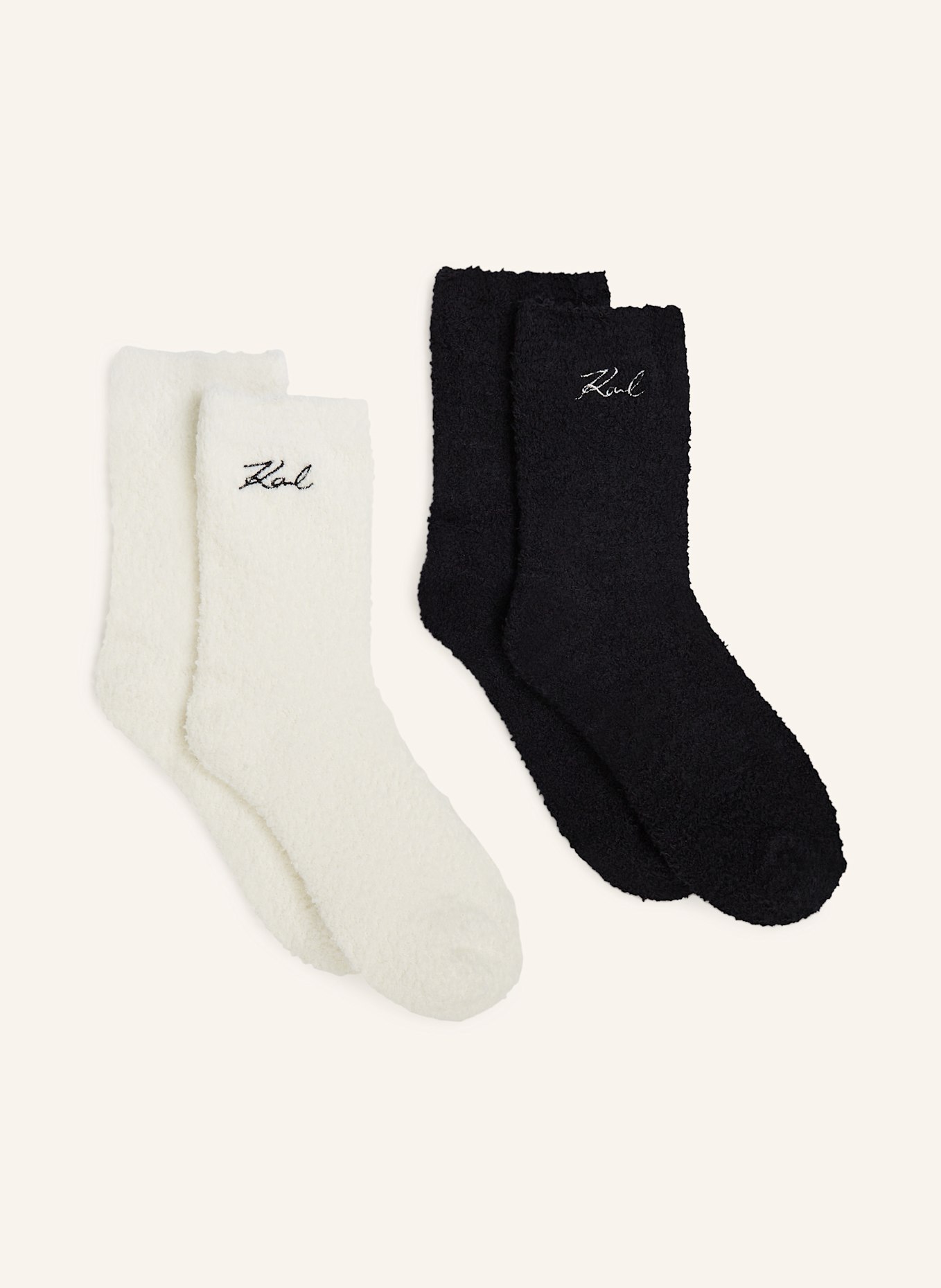 KARL LAGERFELD Socken: BEIGE/ SCHWARZ