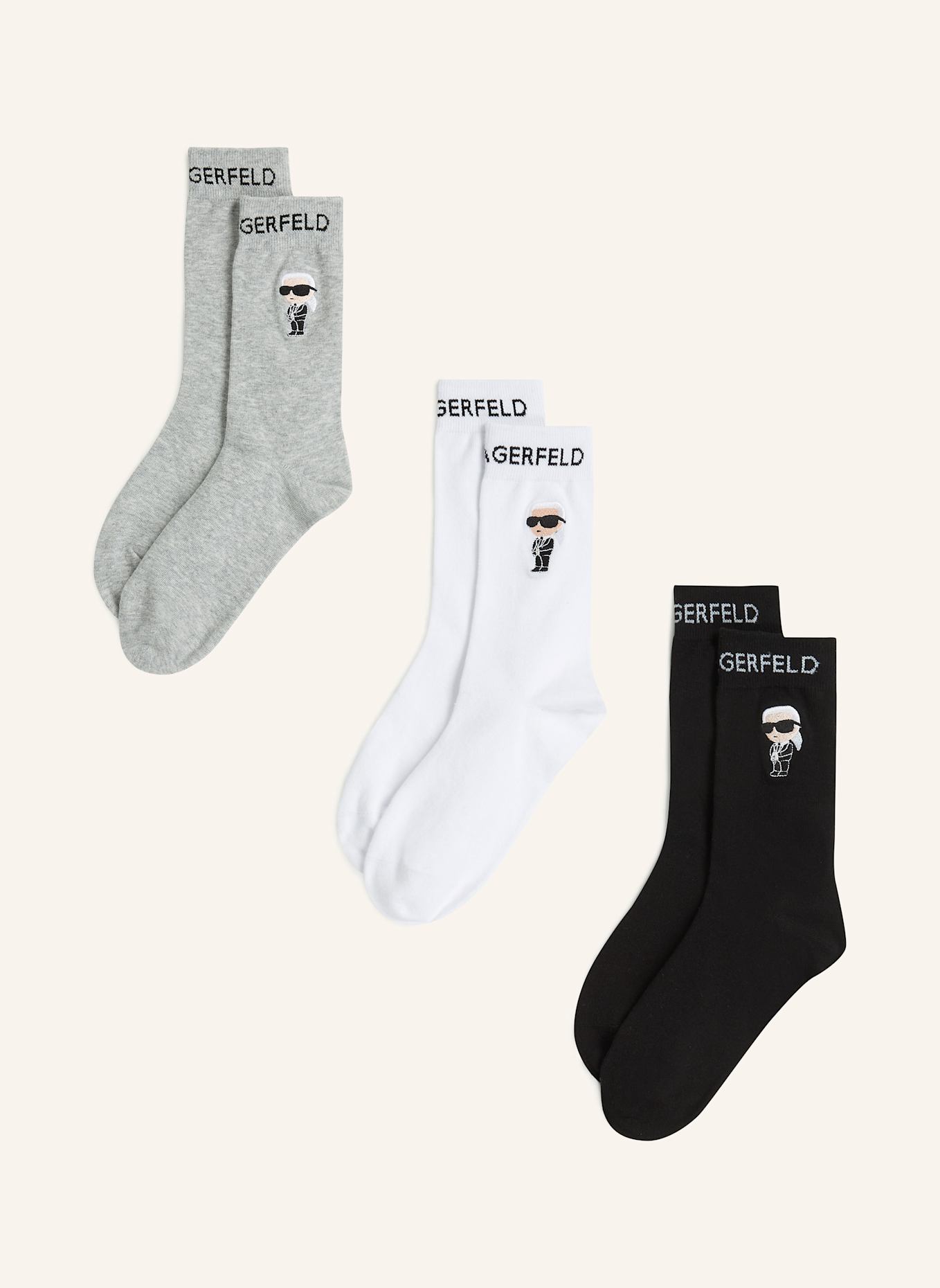 KARL LAGERFELD Socken: SCHWARZ/ GRAU/ WEISS