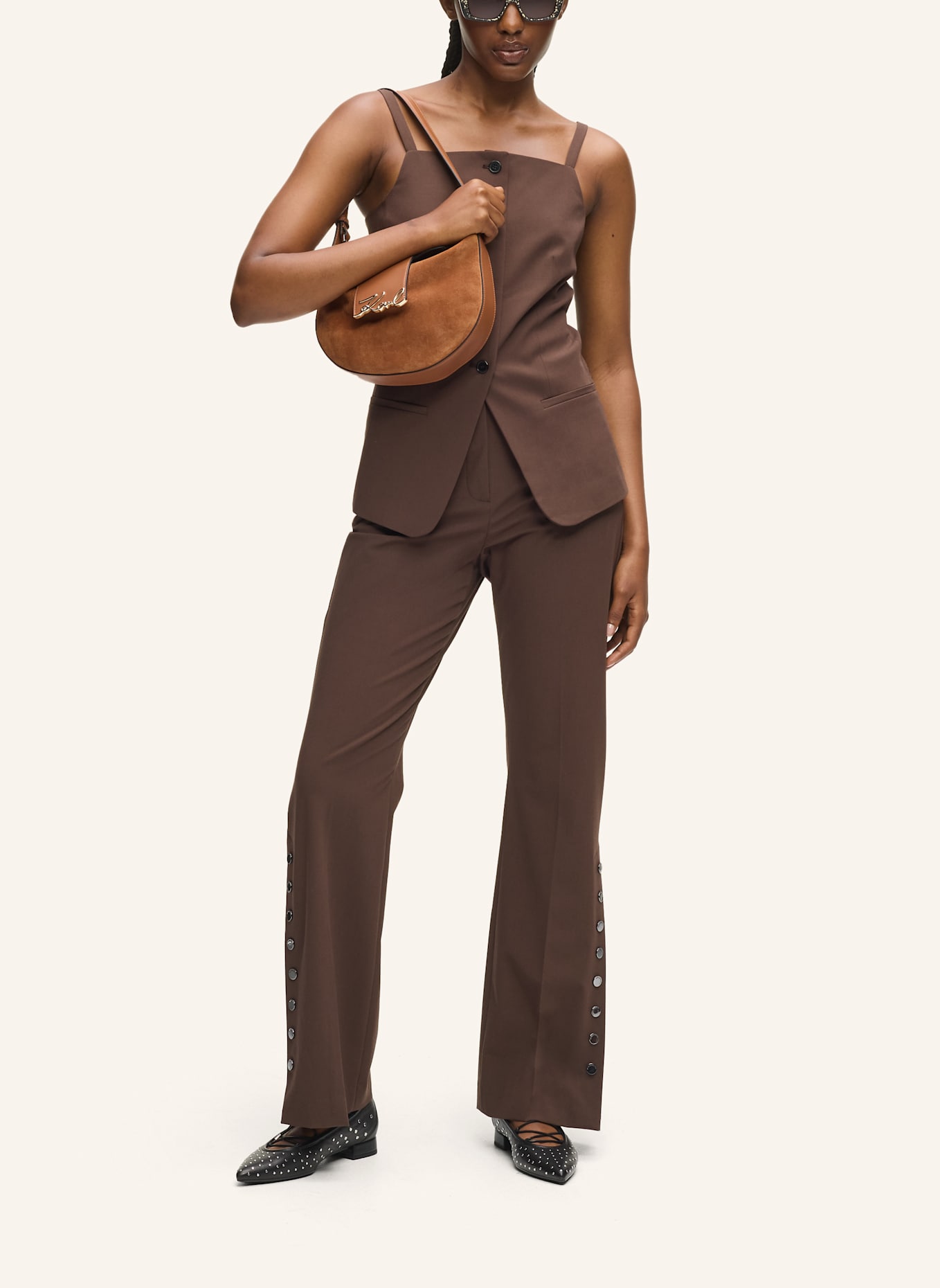 KARL LAGERFELD Schultertasche: BRAUN