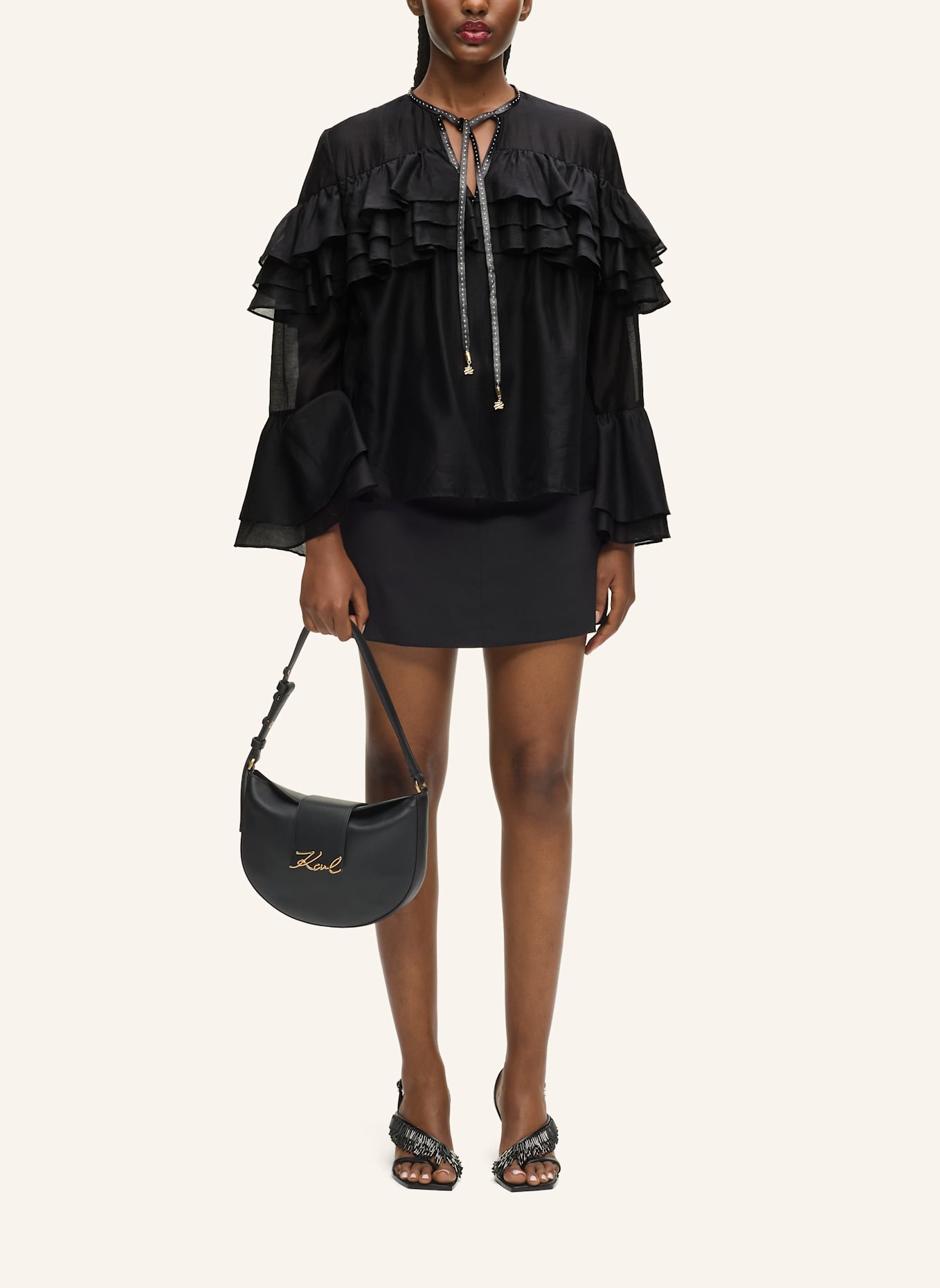 KARL LAGERFELD Bluse: SCHWARZ