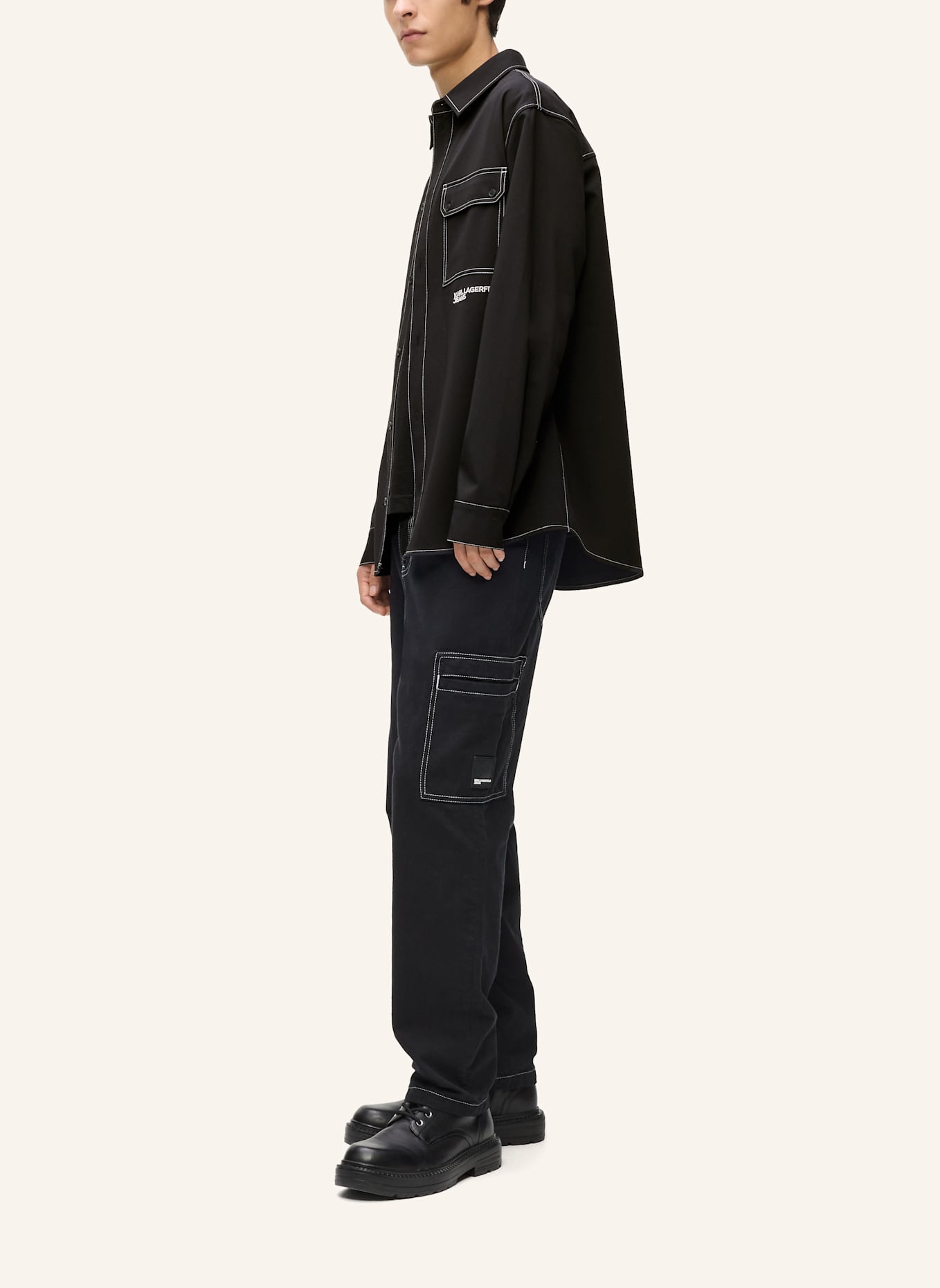 KARL LAGERFELD JEANS Hemd: SCHWARZ
