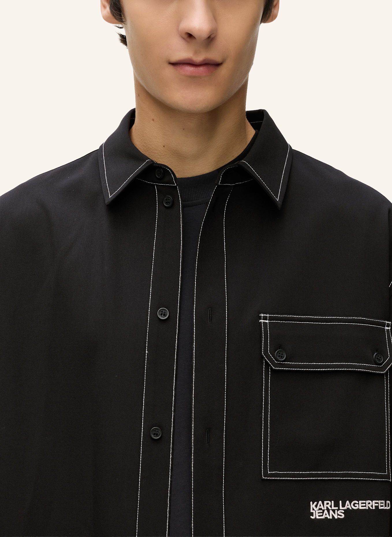 KARL LAGERFELD JEANS Hemd: SCHWARZ