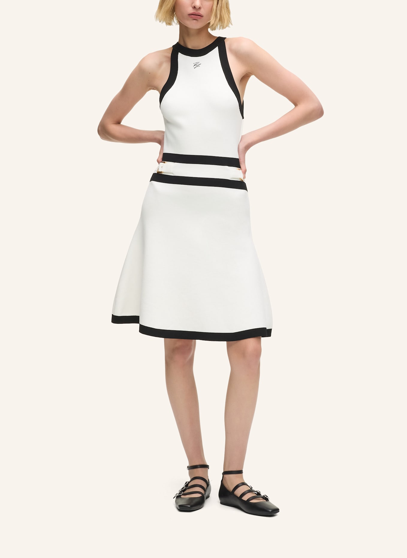 KARL LAGERFELD Kleid: WEISS/ SCHWARZ