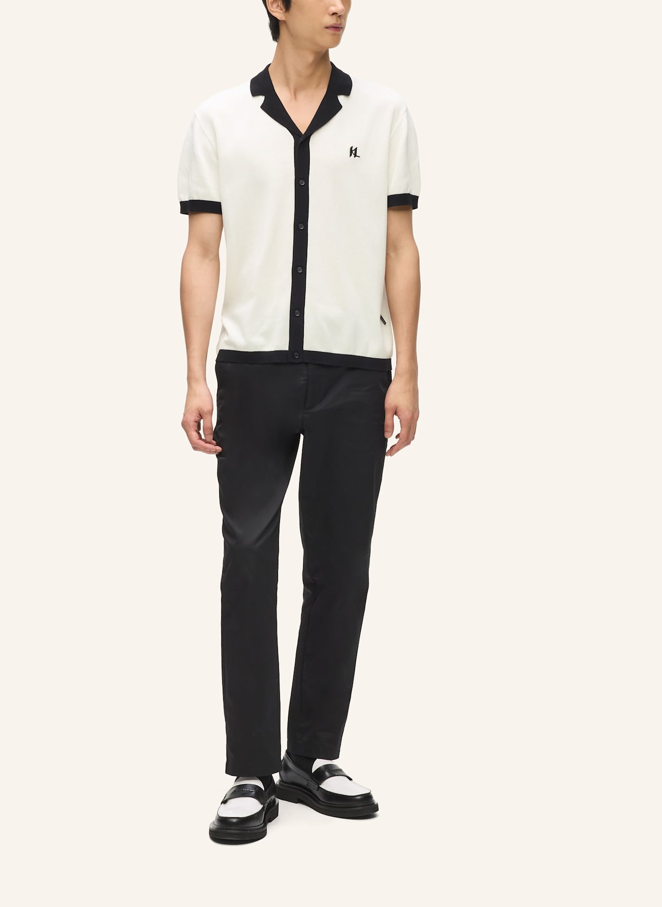 KARL LAGERFELD Poloshirt: WEISS/ SCHWARZ