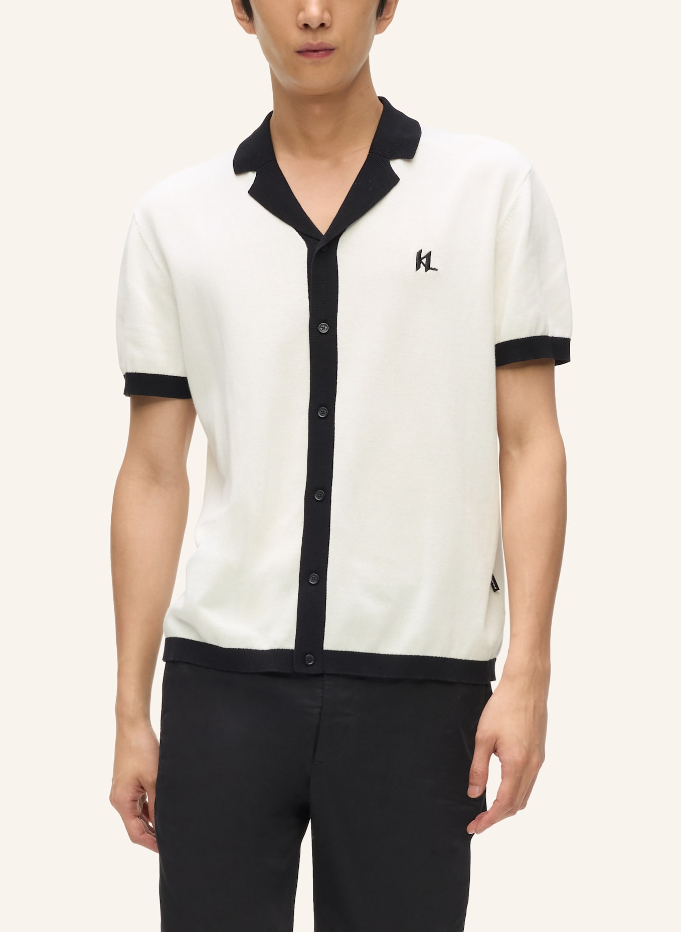 KARL LAGERFELD Poloshirt: WEISS/ SCHWARZ