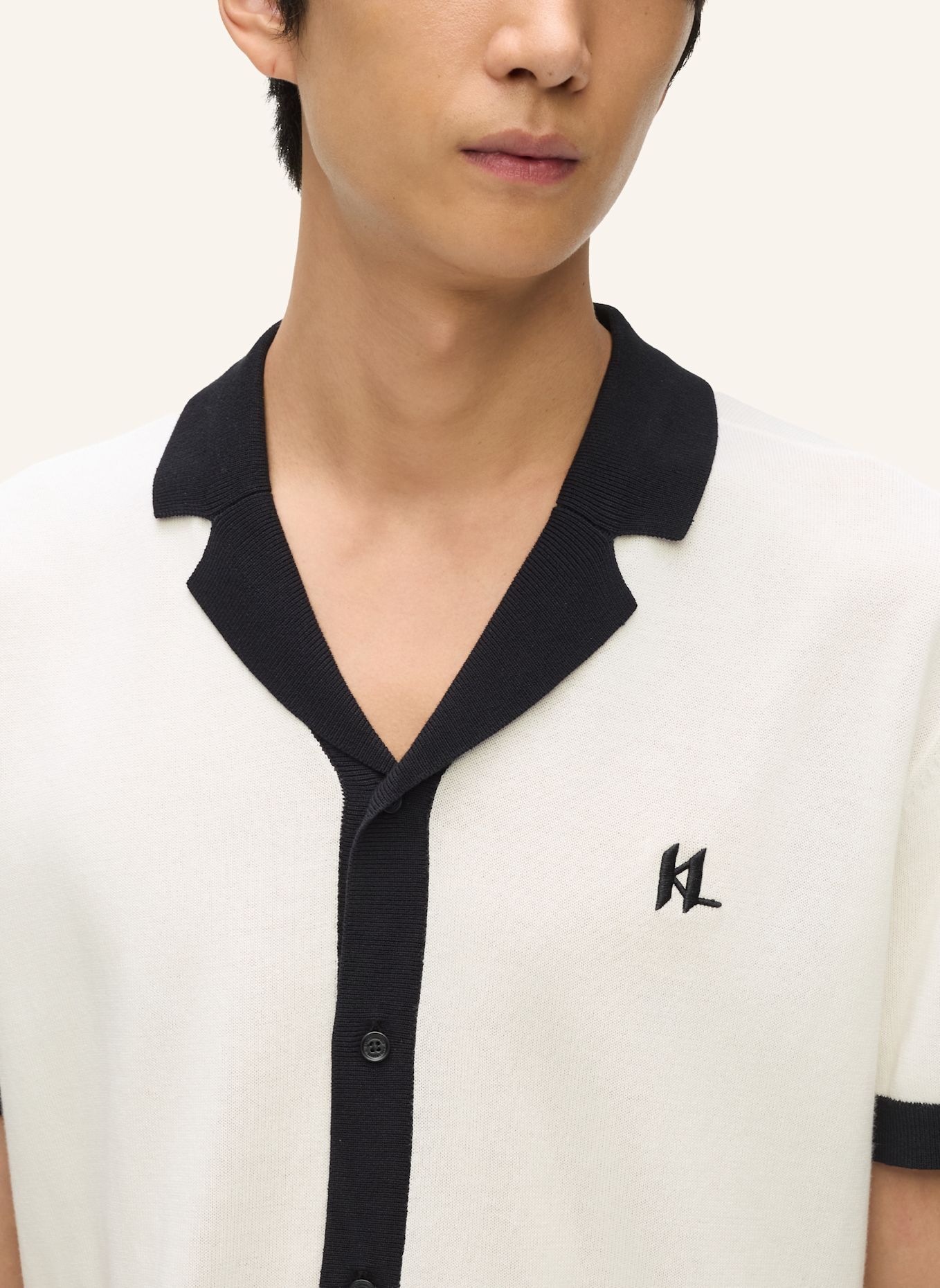 KARL LAGERFELD Poloshirt: WEISS/ SCHWARZ