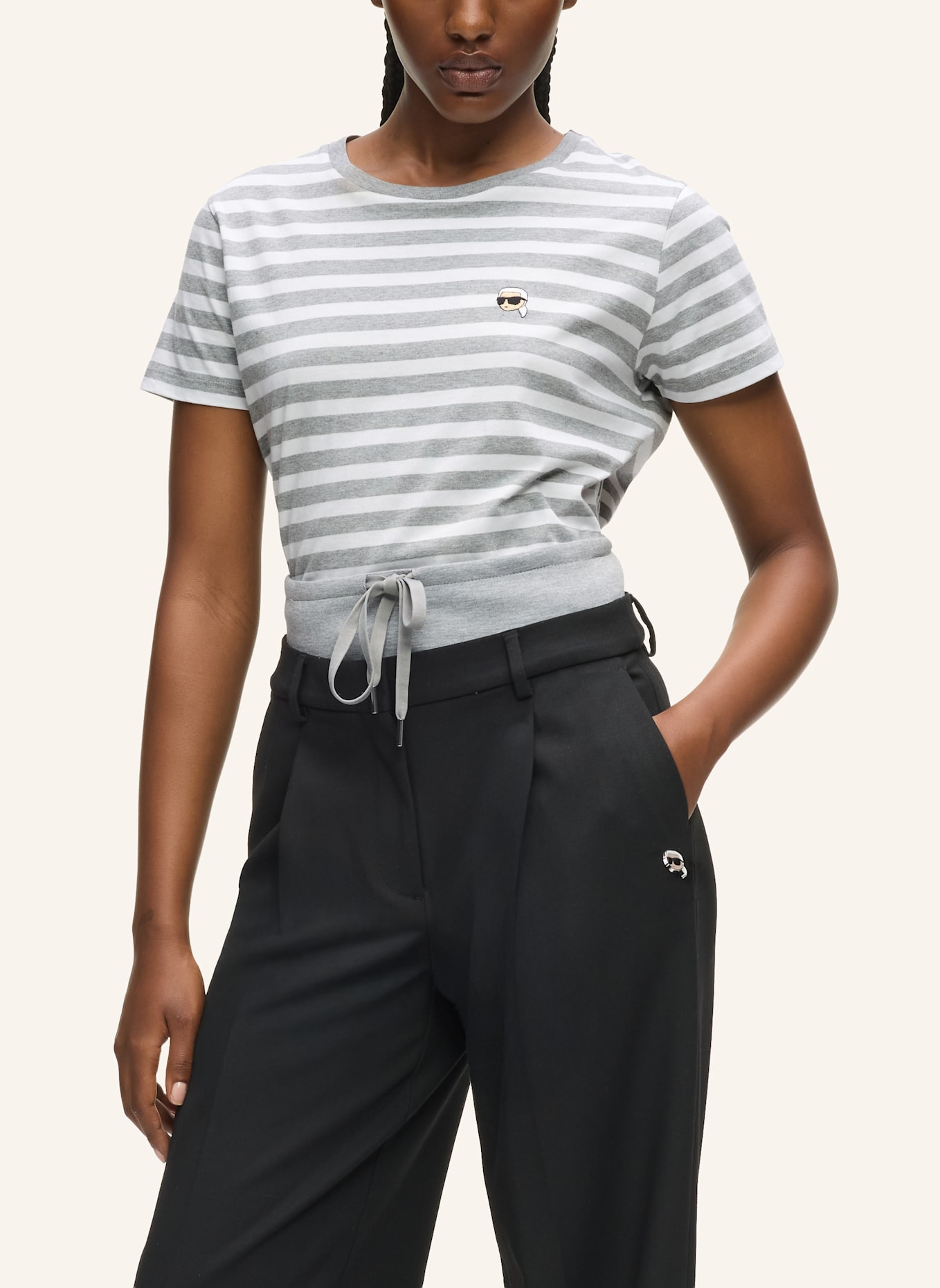 KARL LAGERFELD T-shirt: WEISS/ GRAU