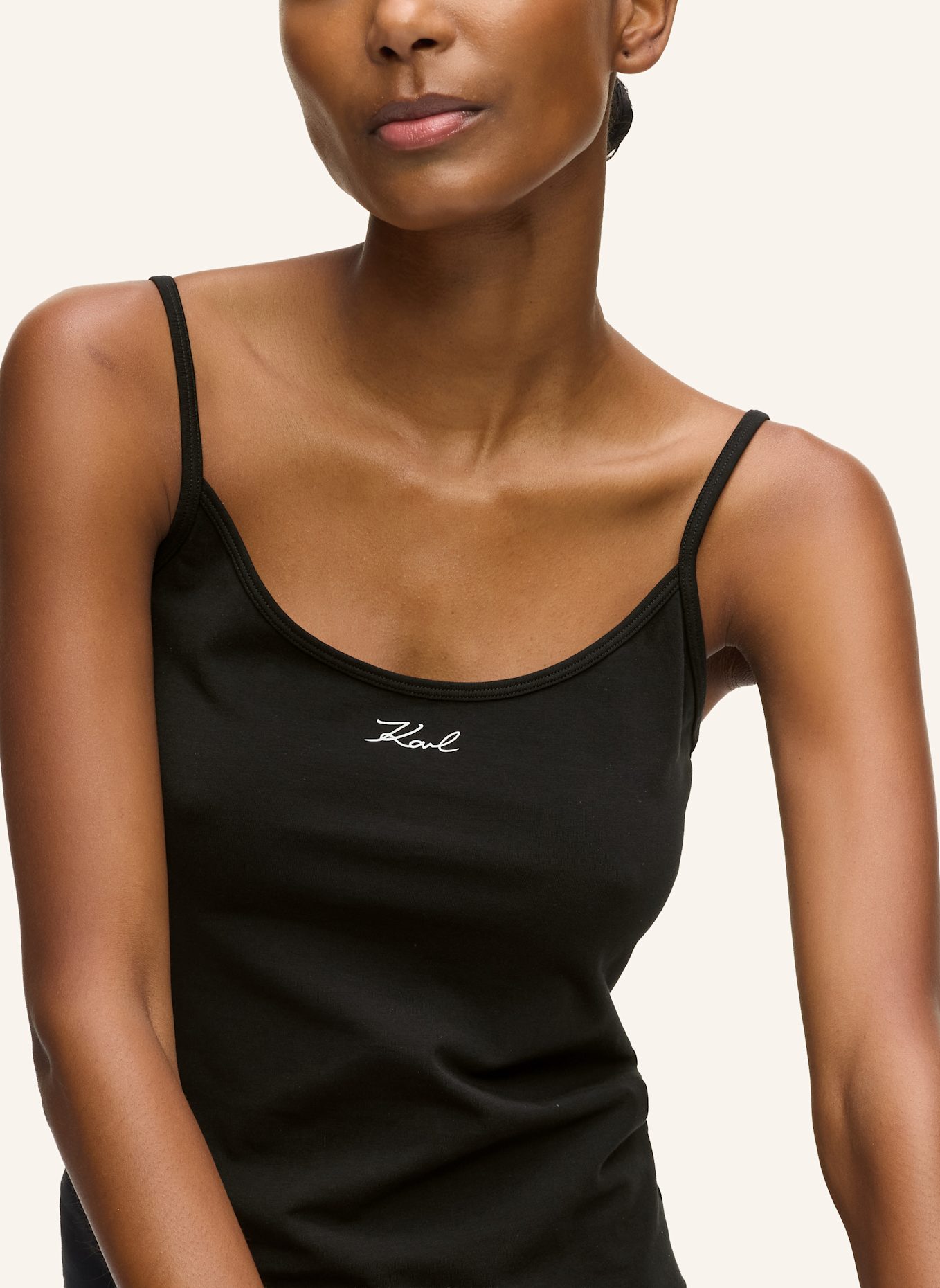 KARL LAGERFELD Top: BEIGE/ SCHWARZ