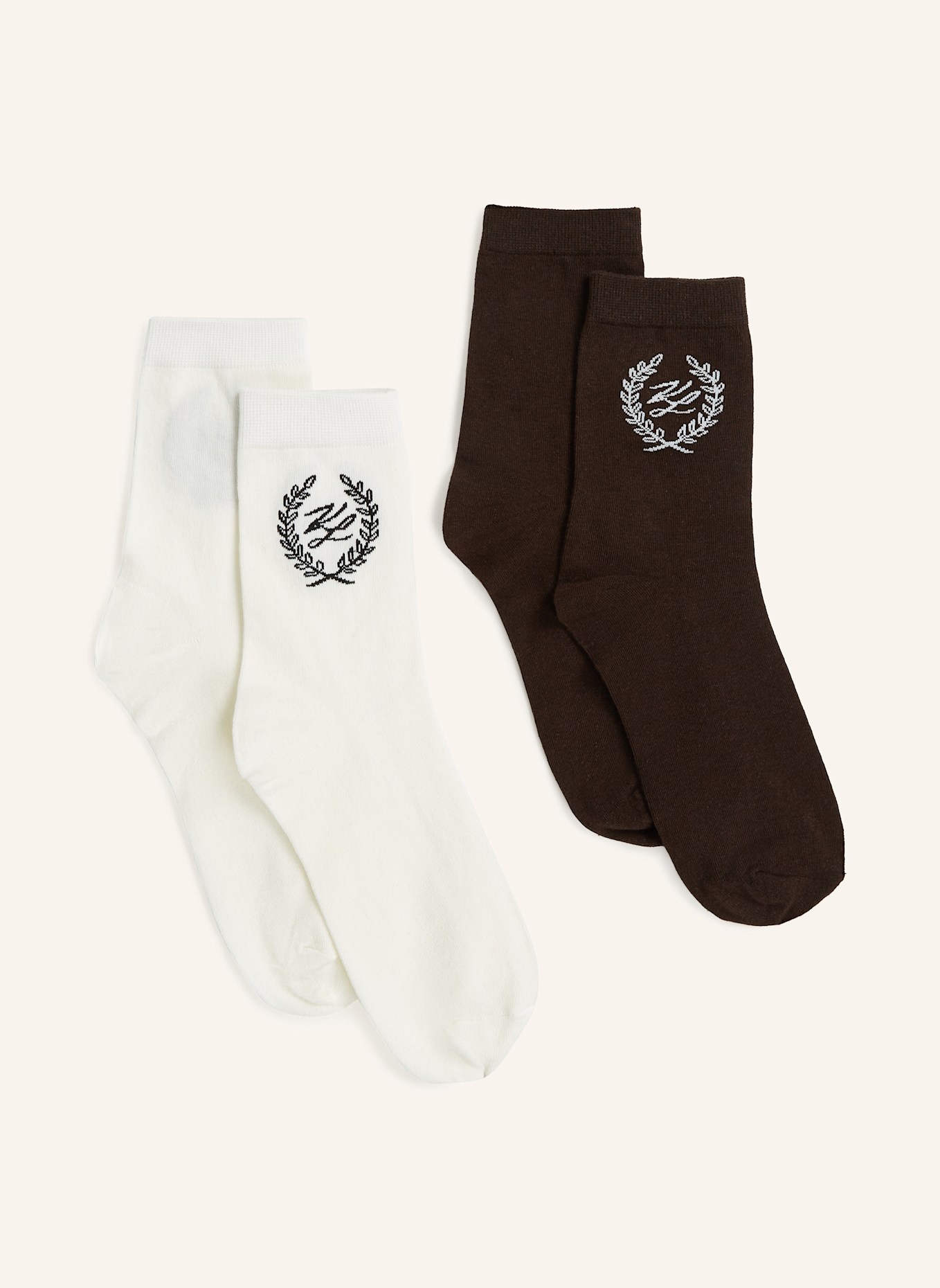 KARL LAGERFELD Socken: BEIGE/ SCHWARZ
