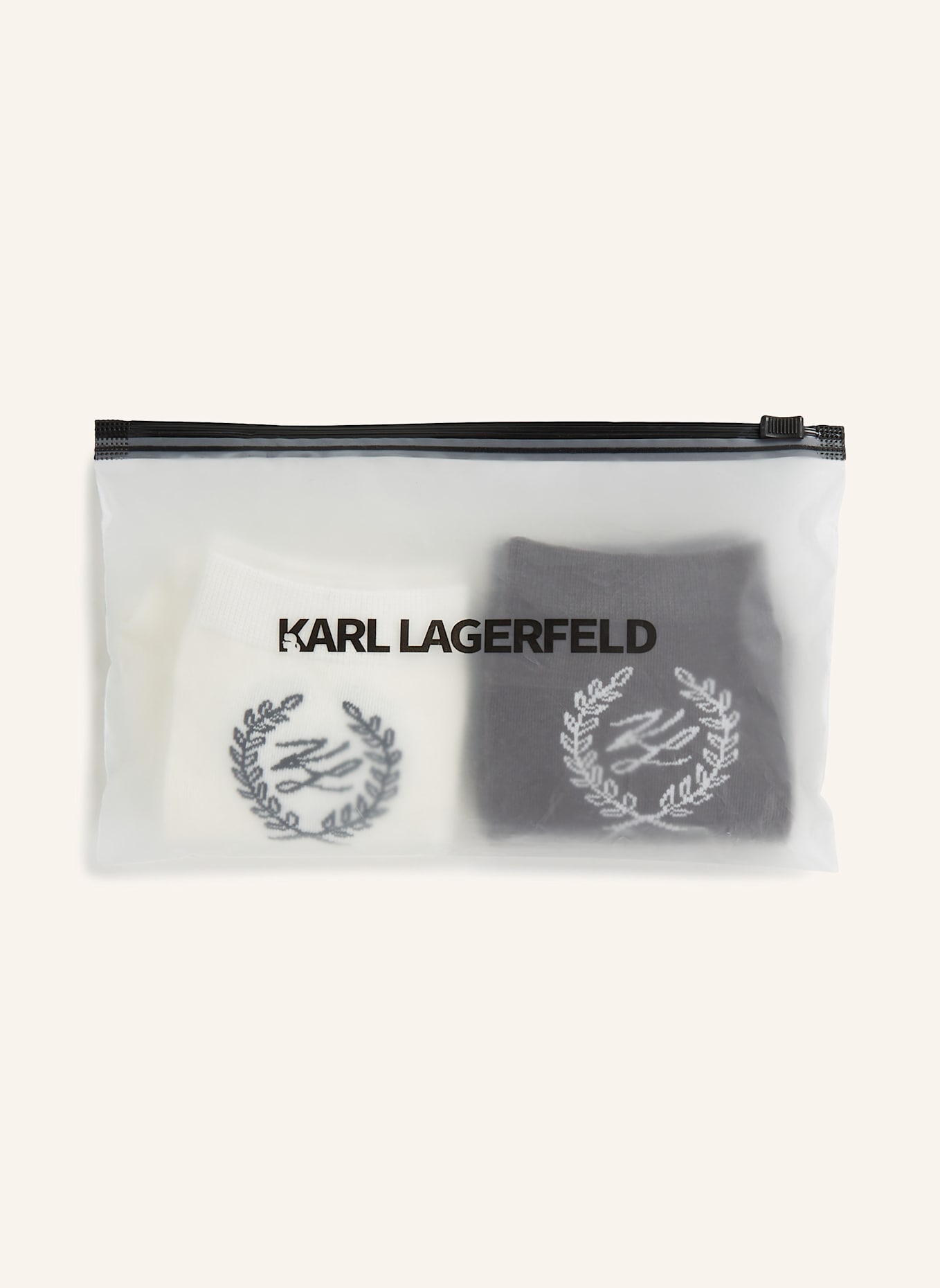 KARL LAGERFELD Socken: BEIGE/ SCHWARZ
