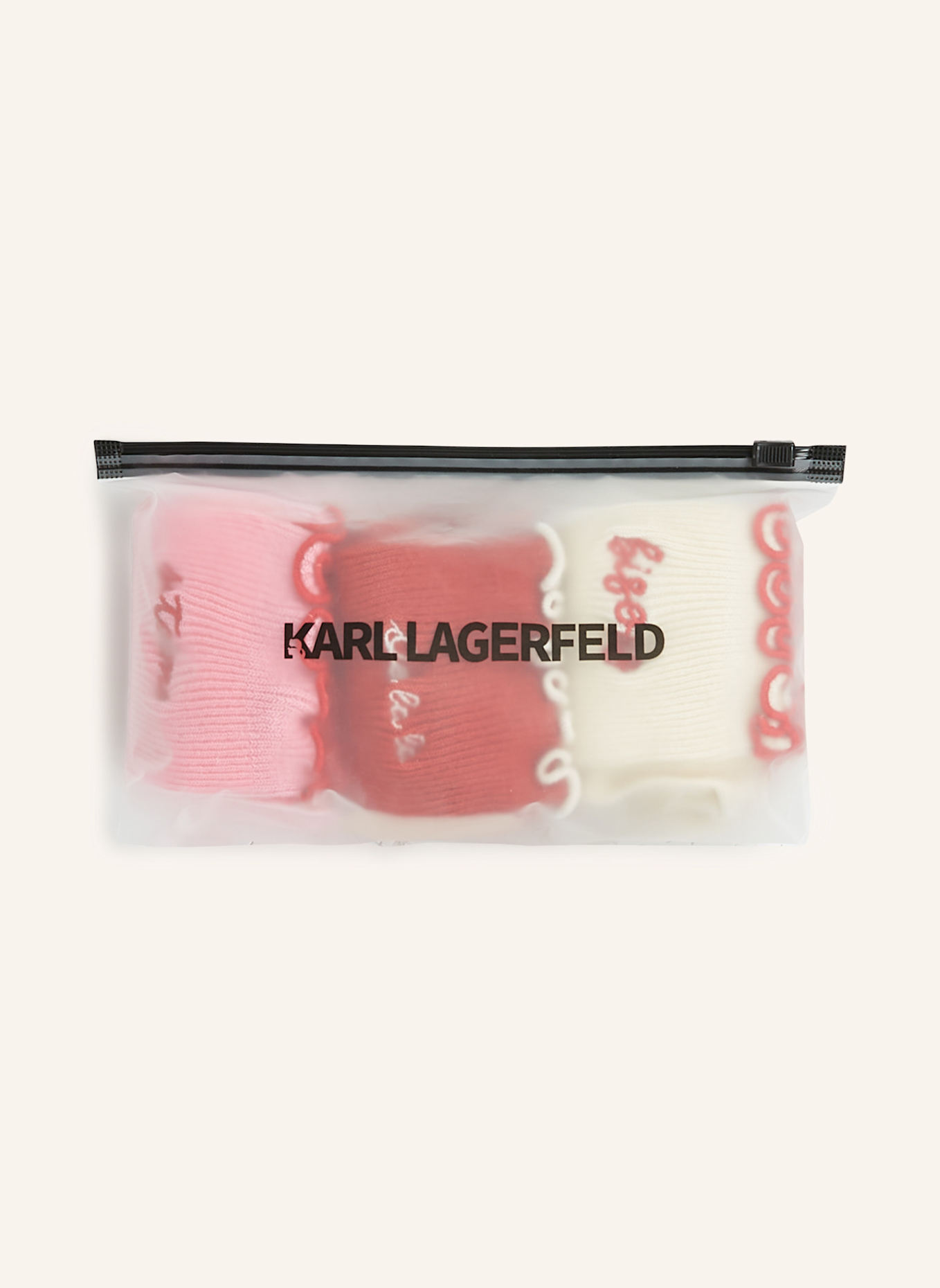 KARL LAGERFELD Socken: BEIGE/ ROT/ ROSA