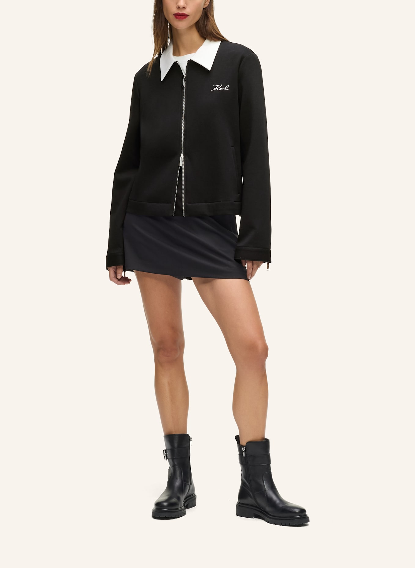 KARL LAGERFELD Sweatshirt: WEISS/ SCHWARZ