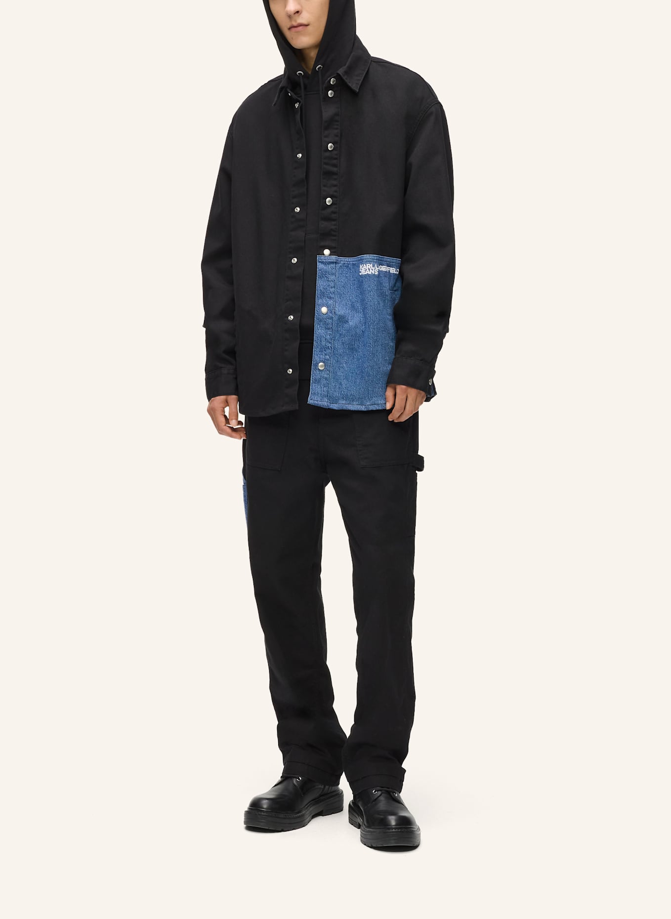 KARL LAGERFELD JEANS Hemd: BLAU/ SCHWARZ