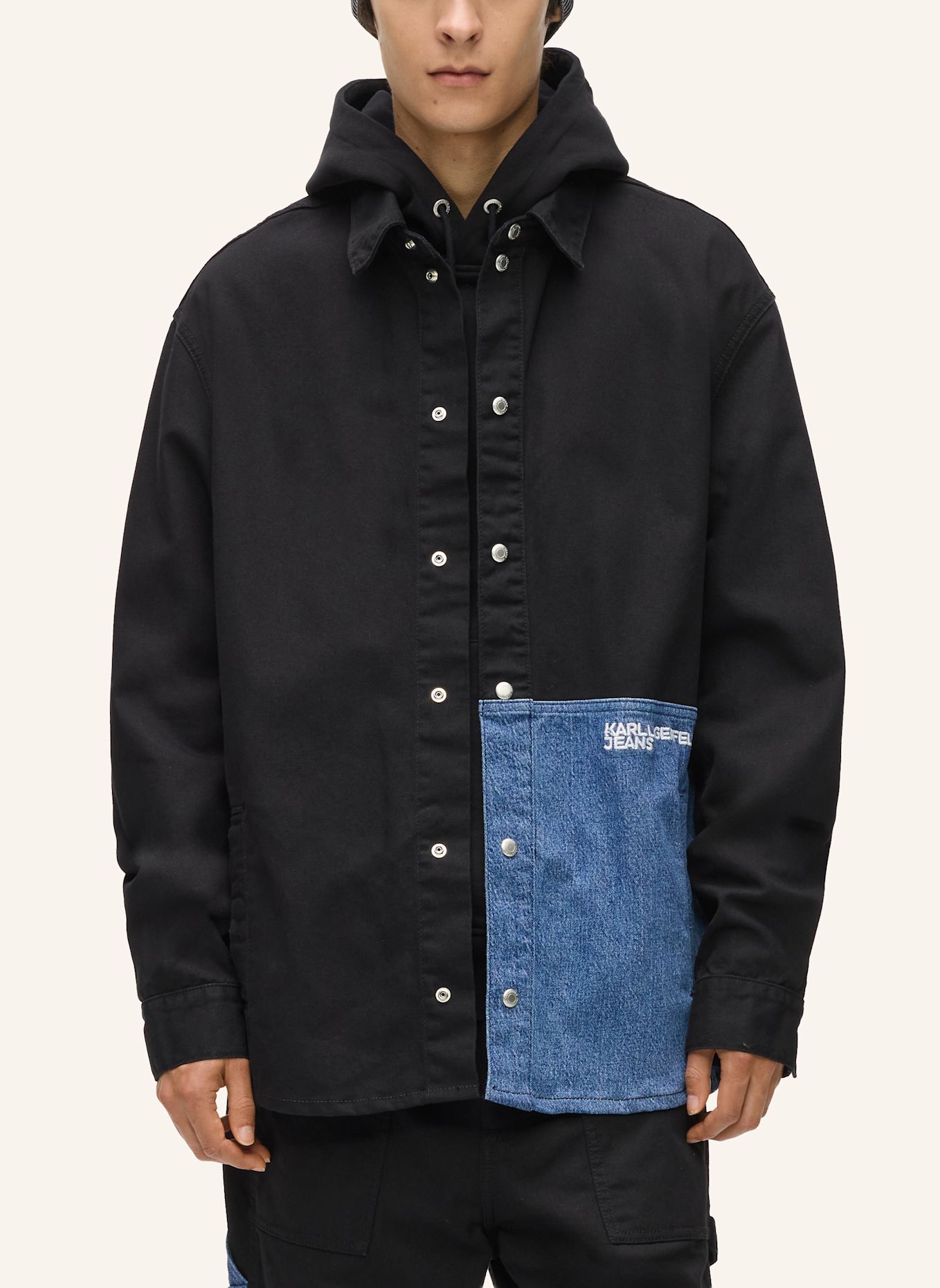 KARL LAGERFELD JEANS Hemd: BLAU/ SCHWARZ