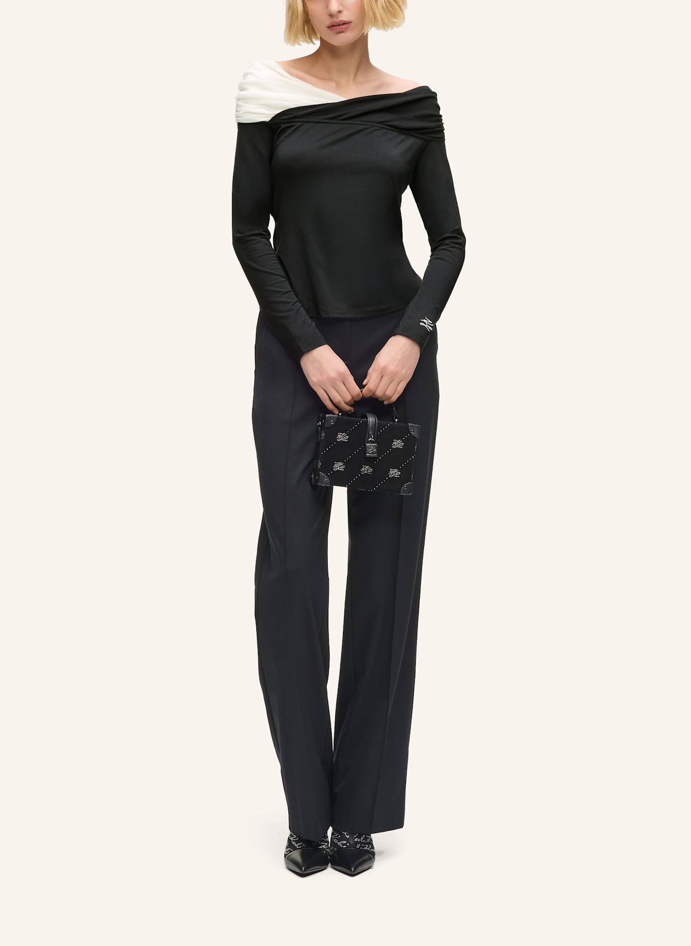 KARL LAGERFELD T-shirt: WEISS/ SCHWARZ