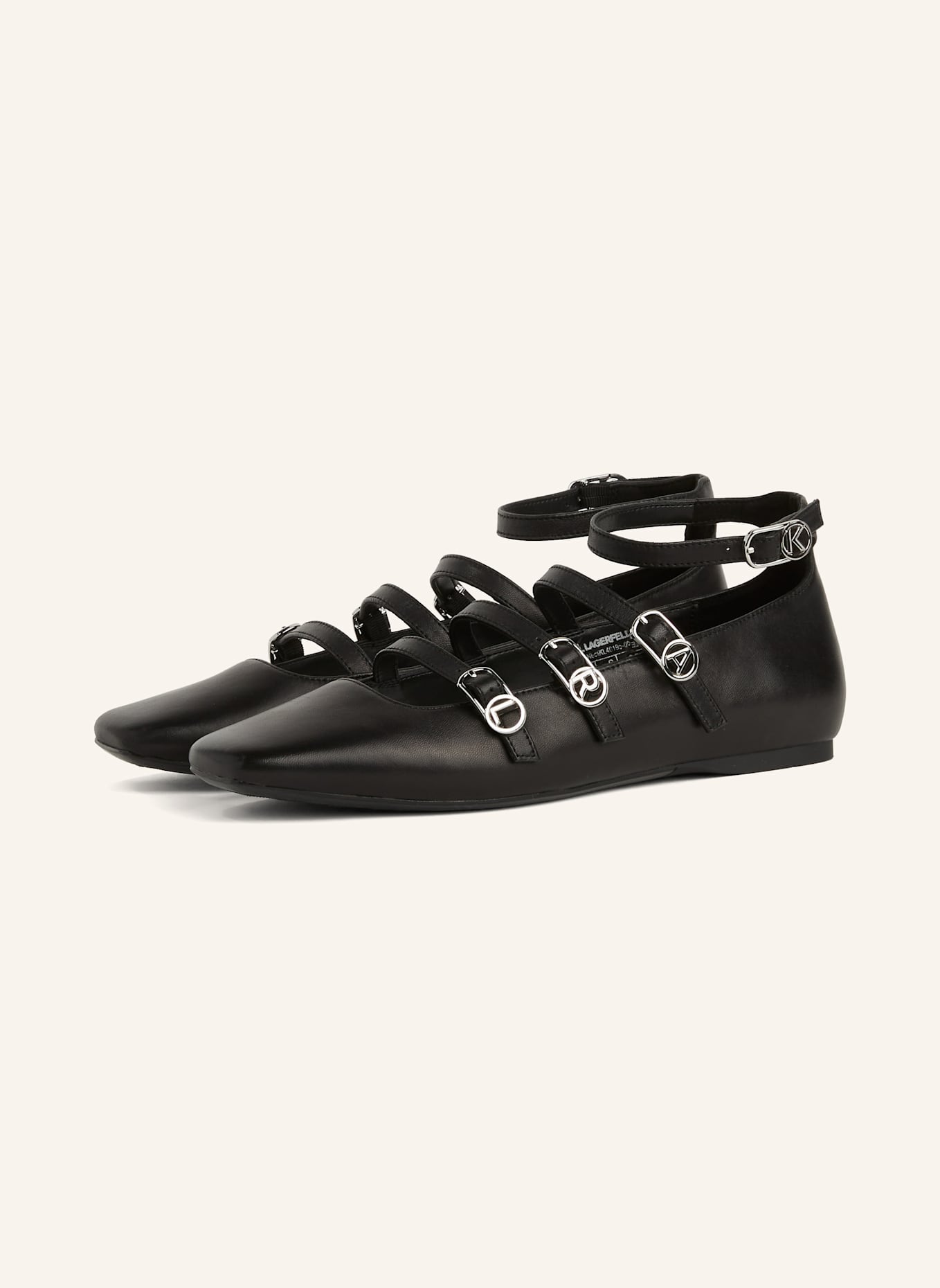KARL LAGERFELD Flache Schuhe: SCHWARZ/ SILBER