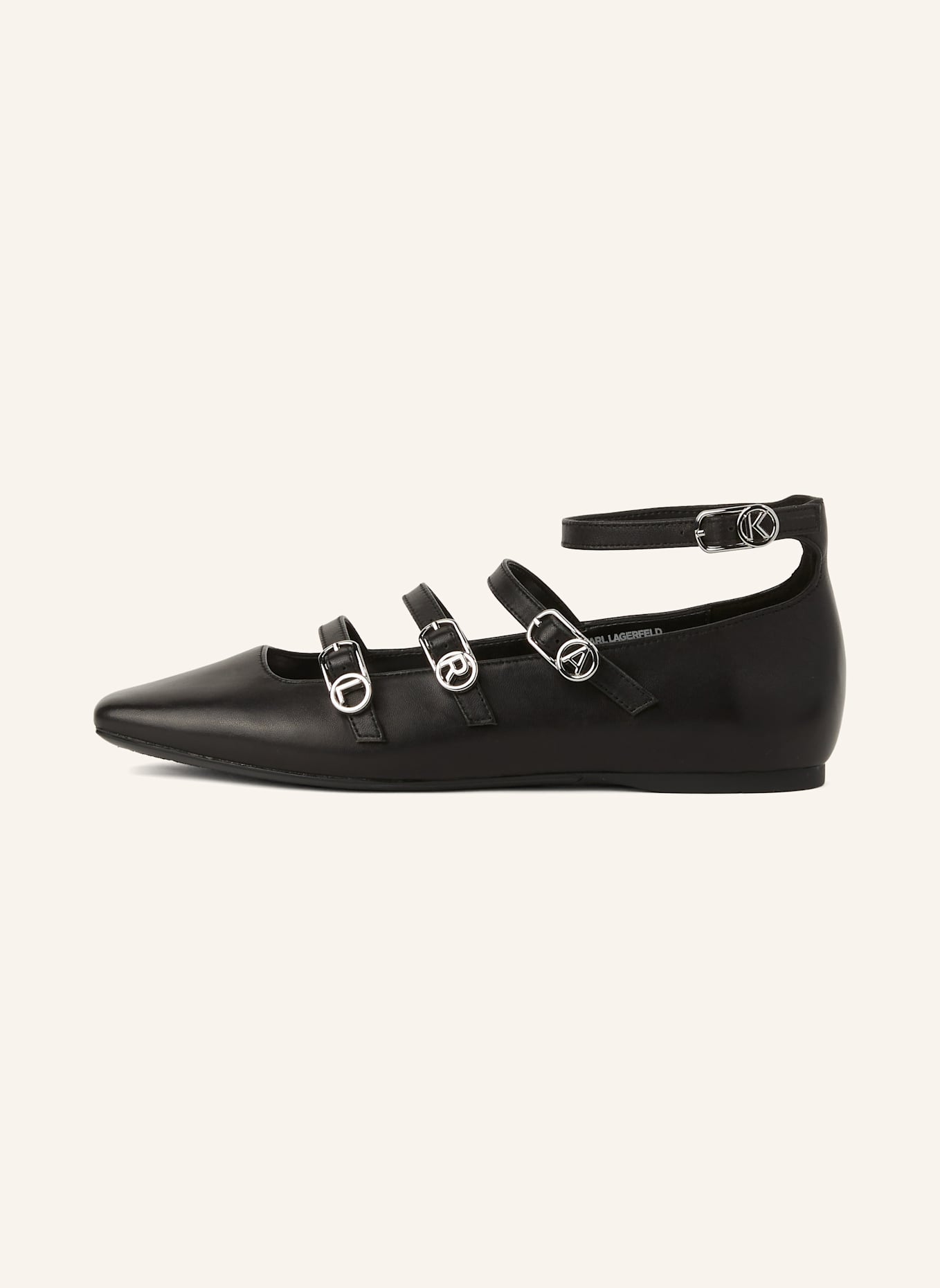 KARL LAGERFELD Flache Schuhe: SCHWARZ/ SILBER
