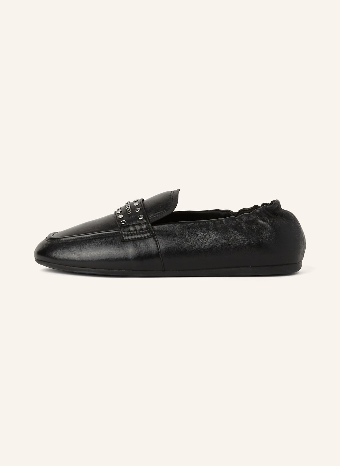 KARL LAGERFELD Flache Schuhe: SCHWARZ/ SILBER