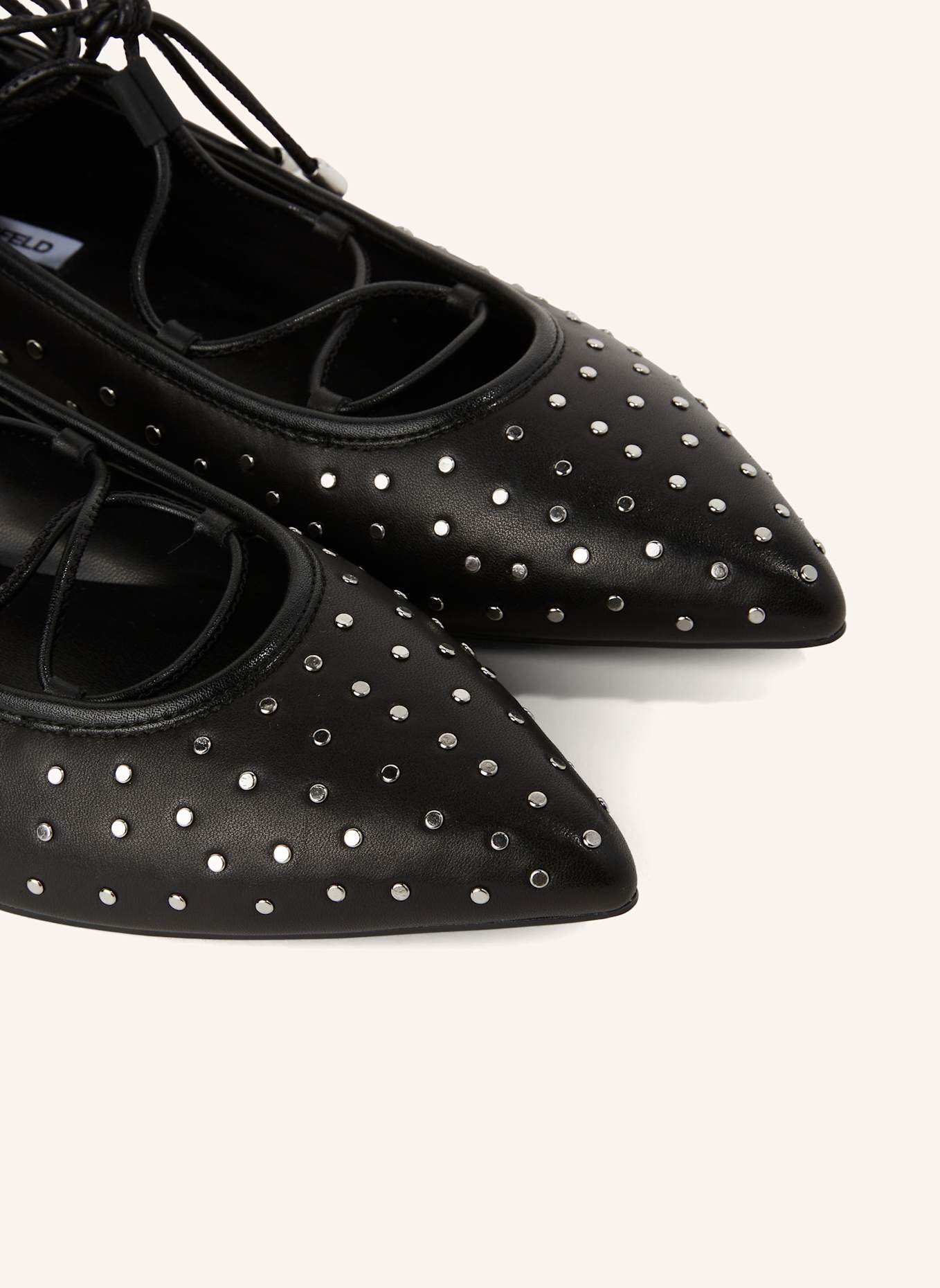 KARL LAGERFELD Flache Schuhe: SCHWARZ/ SILBER