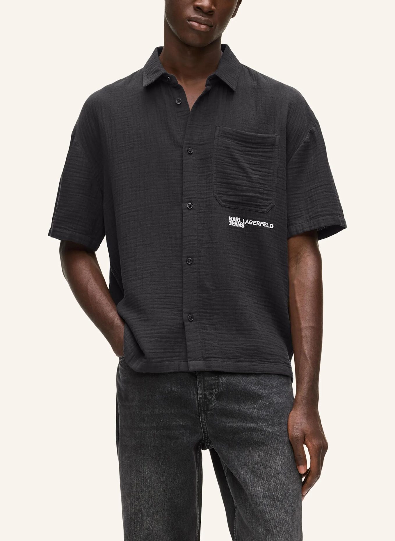 KARL LAGERFELD JEANS Hemd: SCHWARZ