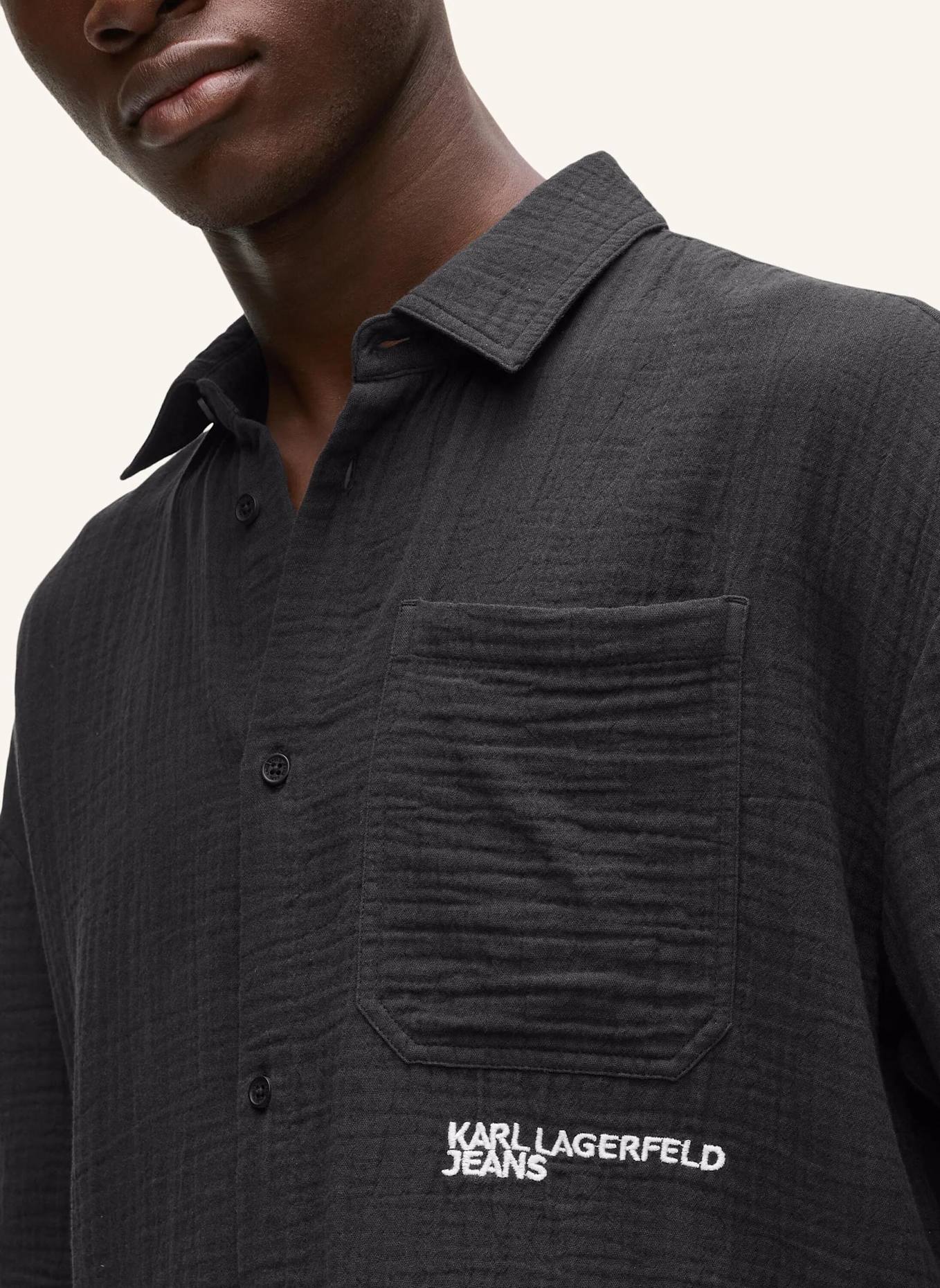 KARL LAGERFELD JEANS Hemd: SCHWARZ