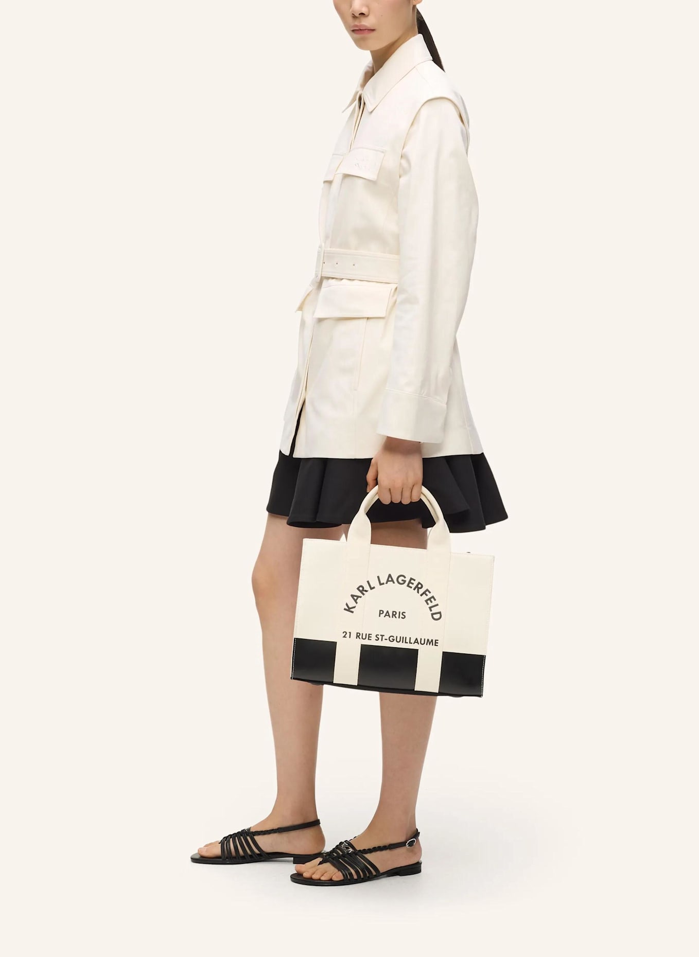 KARL LAGERFELD Shopper: WEISS/ SCHWARZ