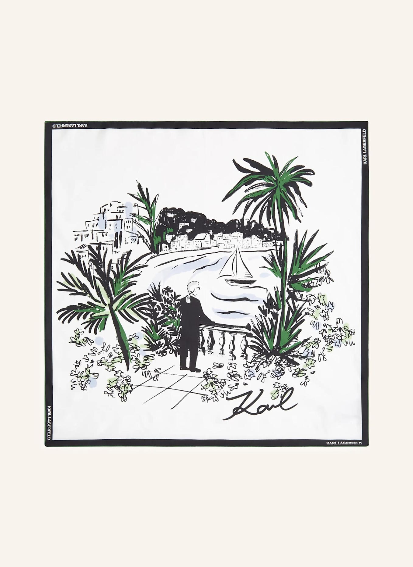 KARL LAGERFELD Schal: WEISS/ SCHWARZ