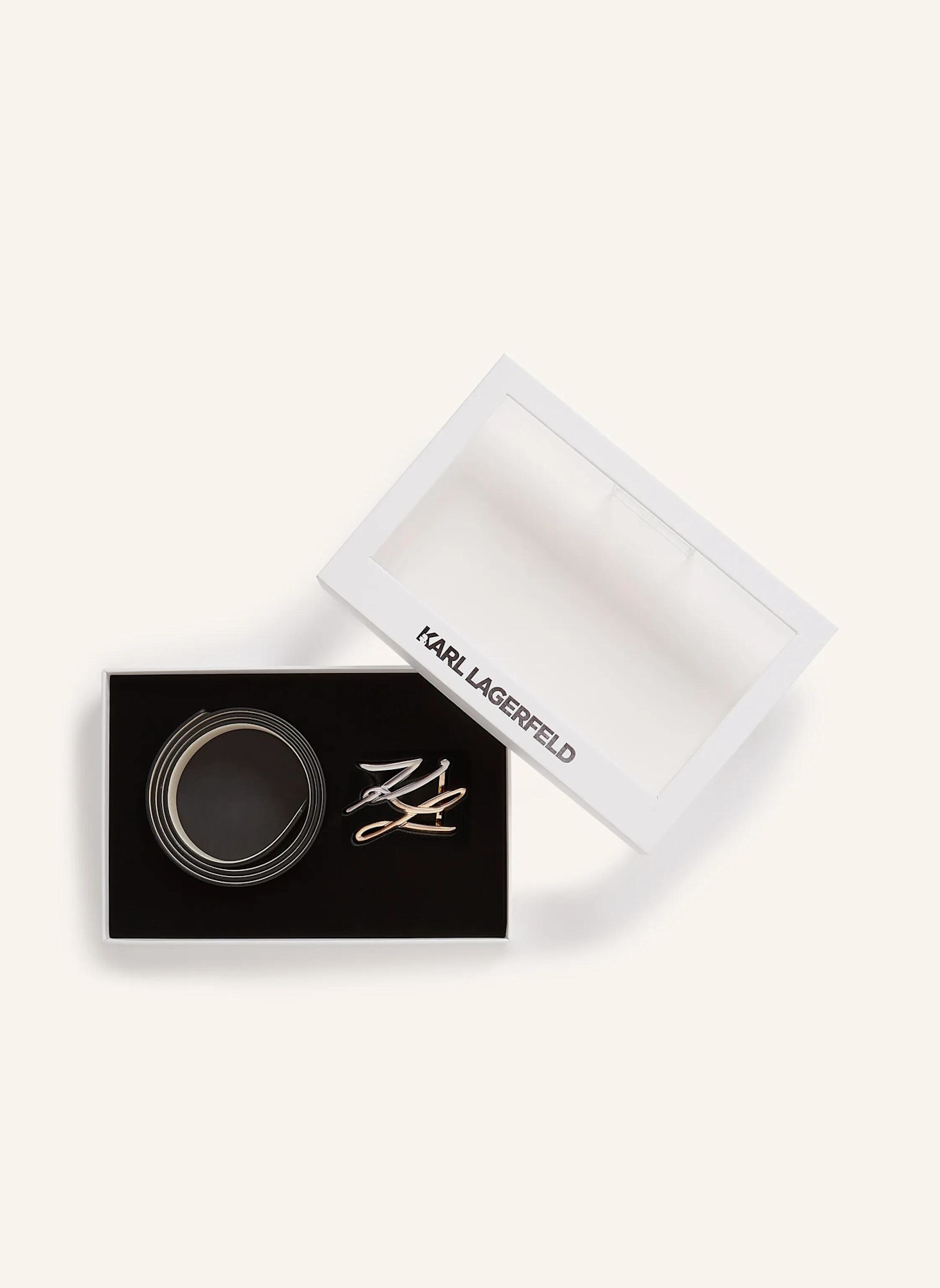 KARL LAGERFELD Gürtel: WEISS/ SCHWARZ