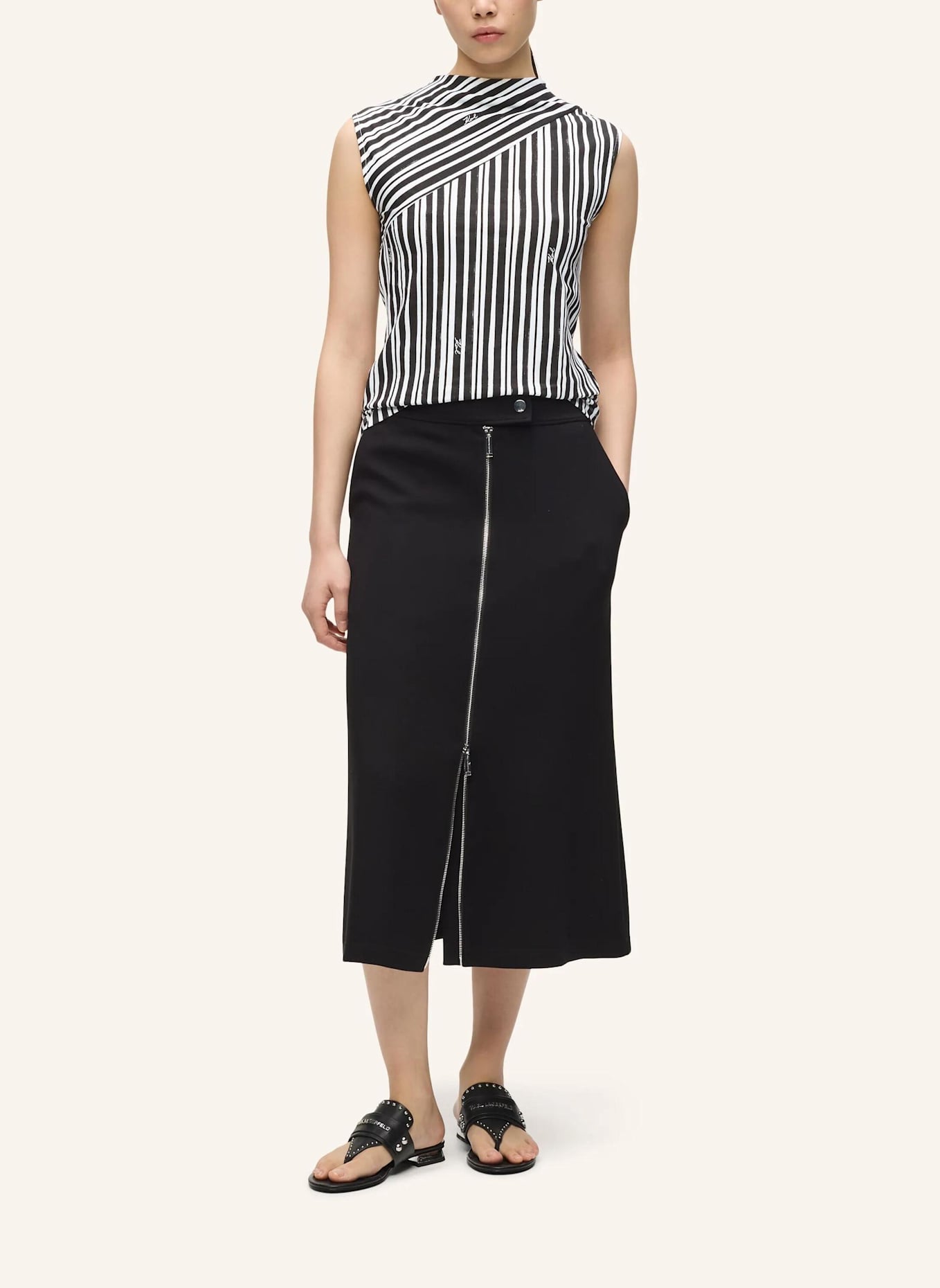 KARL LAGERFELD T-shirt: WEISS/ SCHWARZ