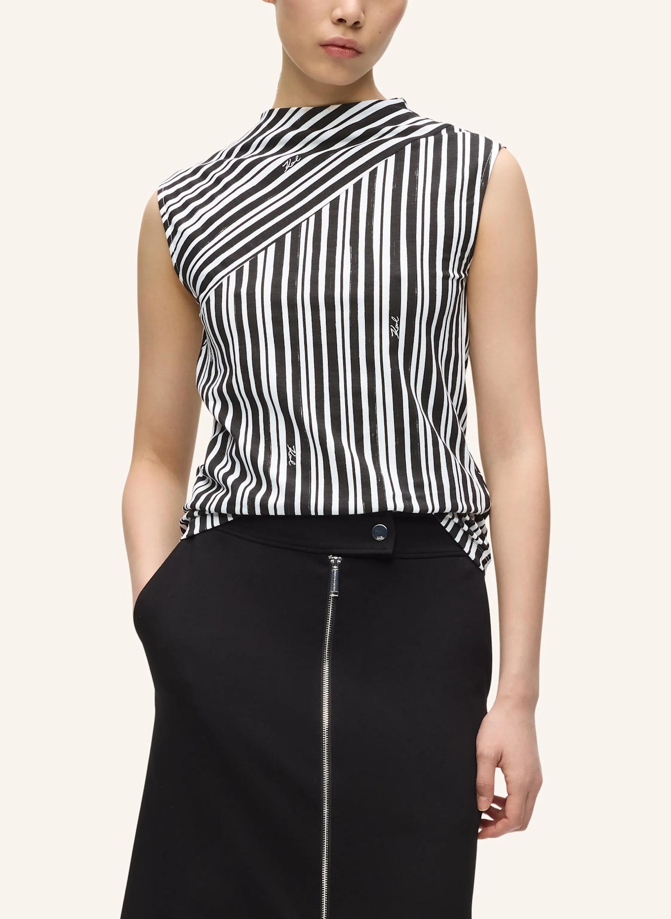 KARL LAGERFELD T-shirt: WEISS/ SCHWARZ