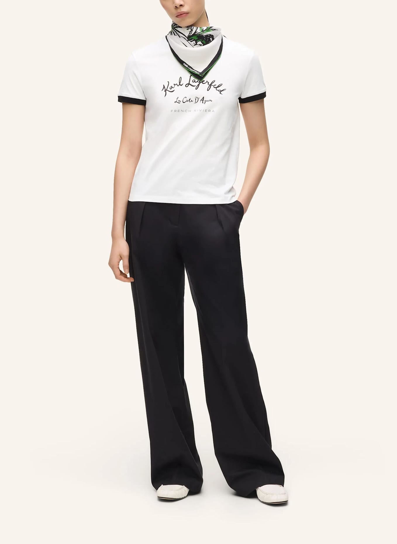 KARL LAGERFELD T-shirt: WEISS/ SCHWARZ