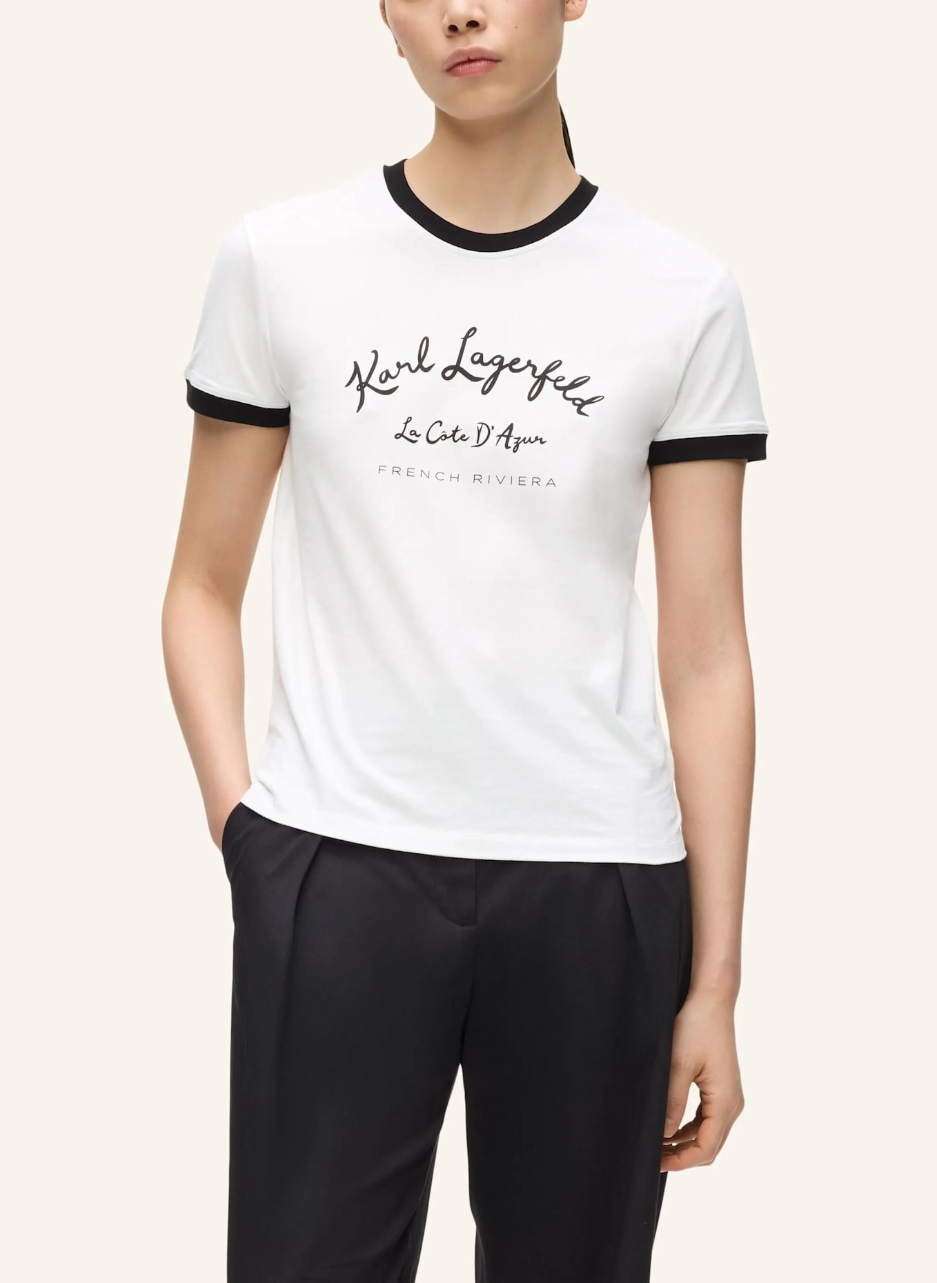 KARL LAGERFELD T-shirt: WEISS/ SCHWARZ