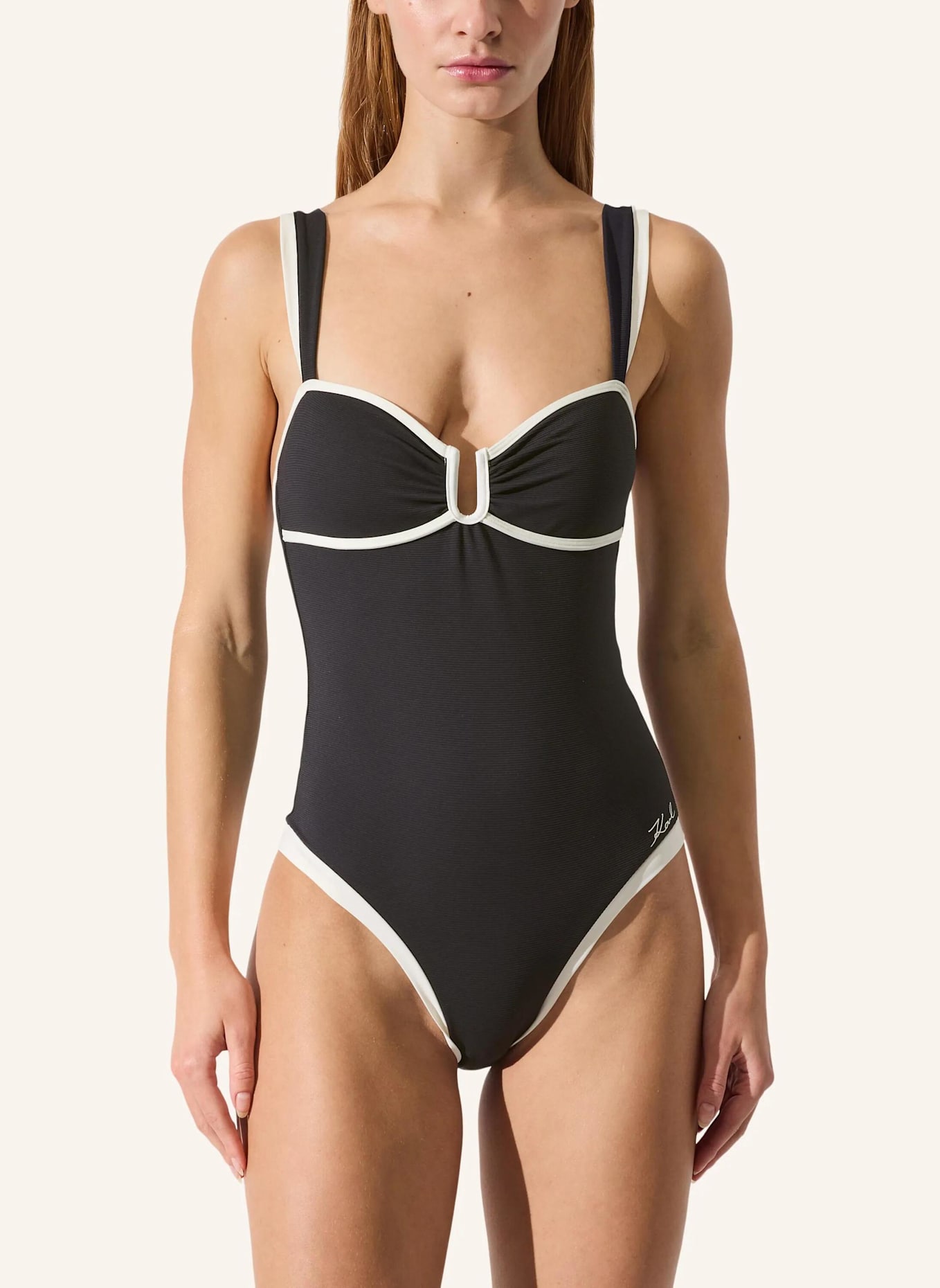 KARL LAGERFELD Badeanzug: SCHWARZ