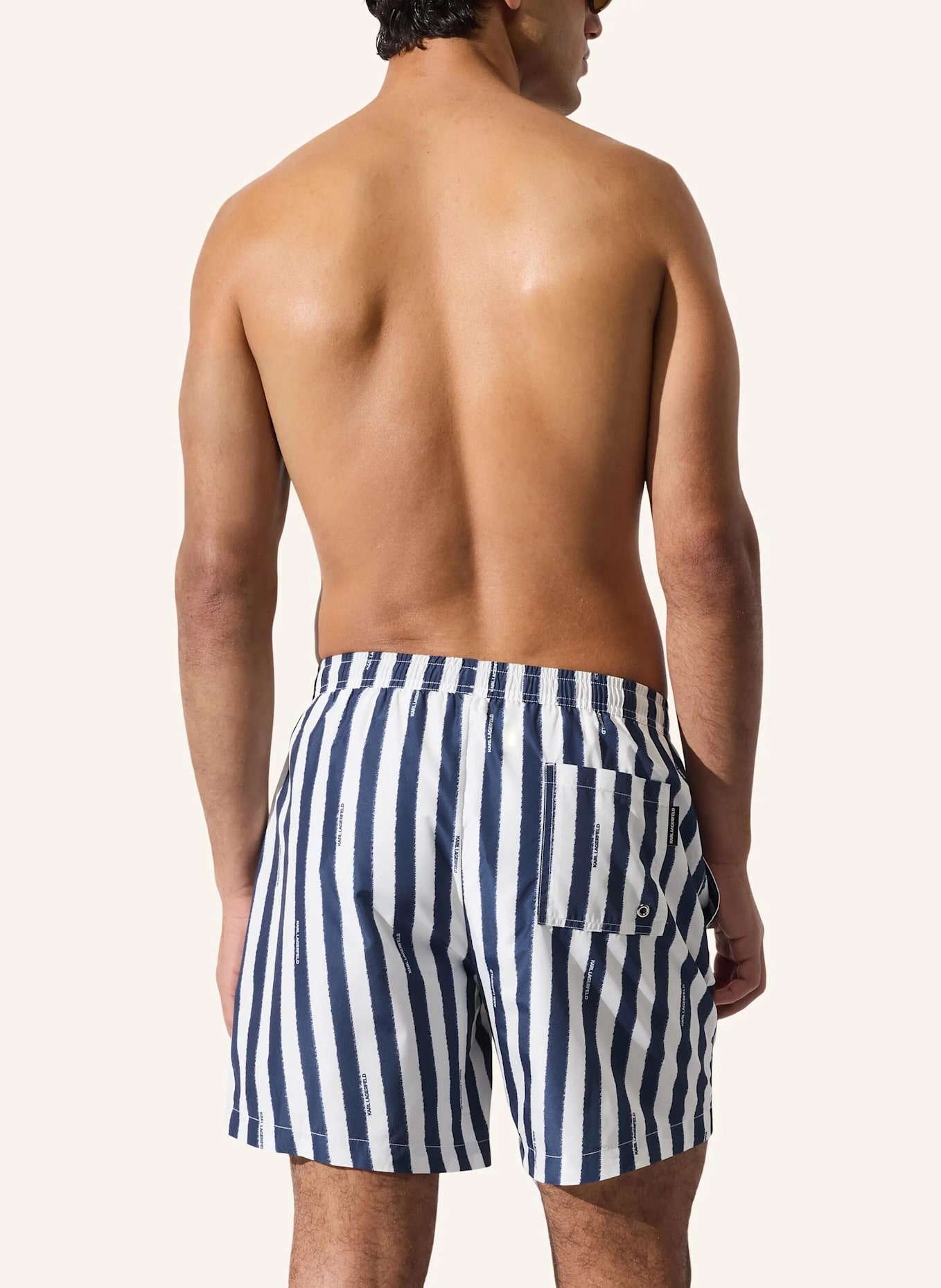 KARL LAGERFELD Bikini-Hose: DUNKELBLAU/ WEISS