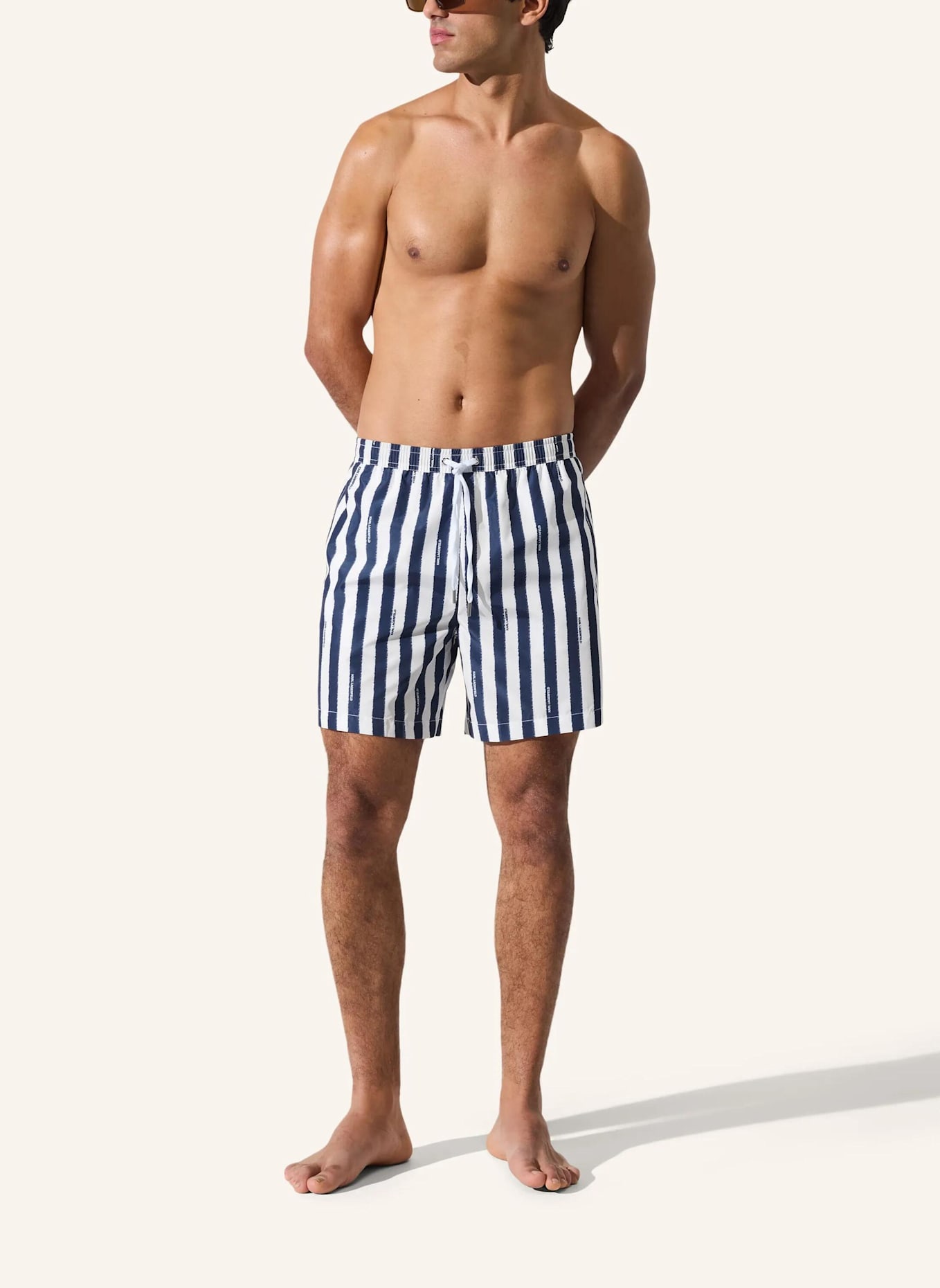 KARL LAGERFELD Bikini-Hose: DUNKELBLAU/ WEISS