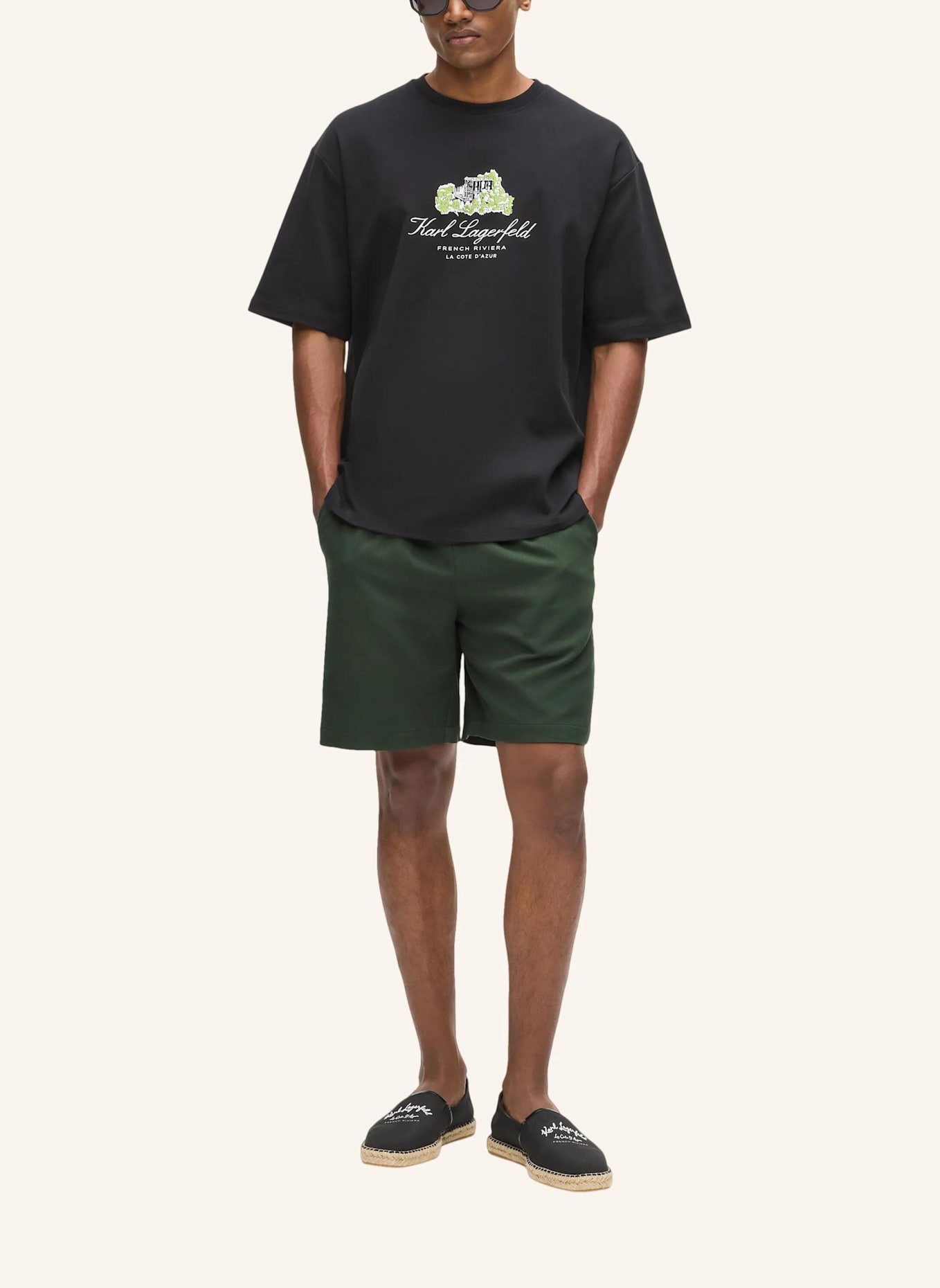 KARL LAGERFELD Shorts: DUNKELGRÜN