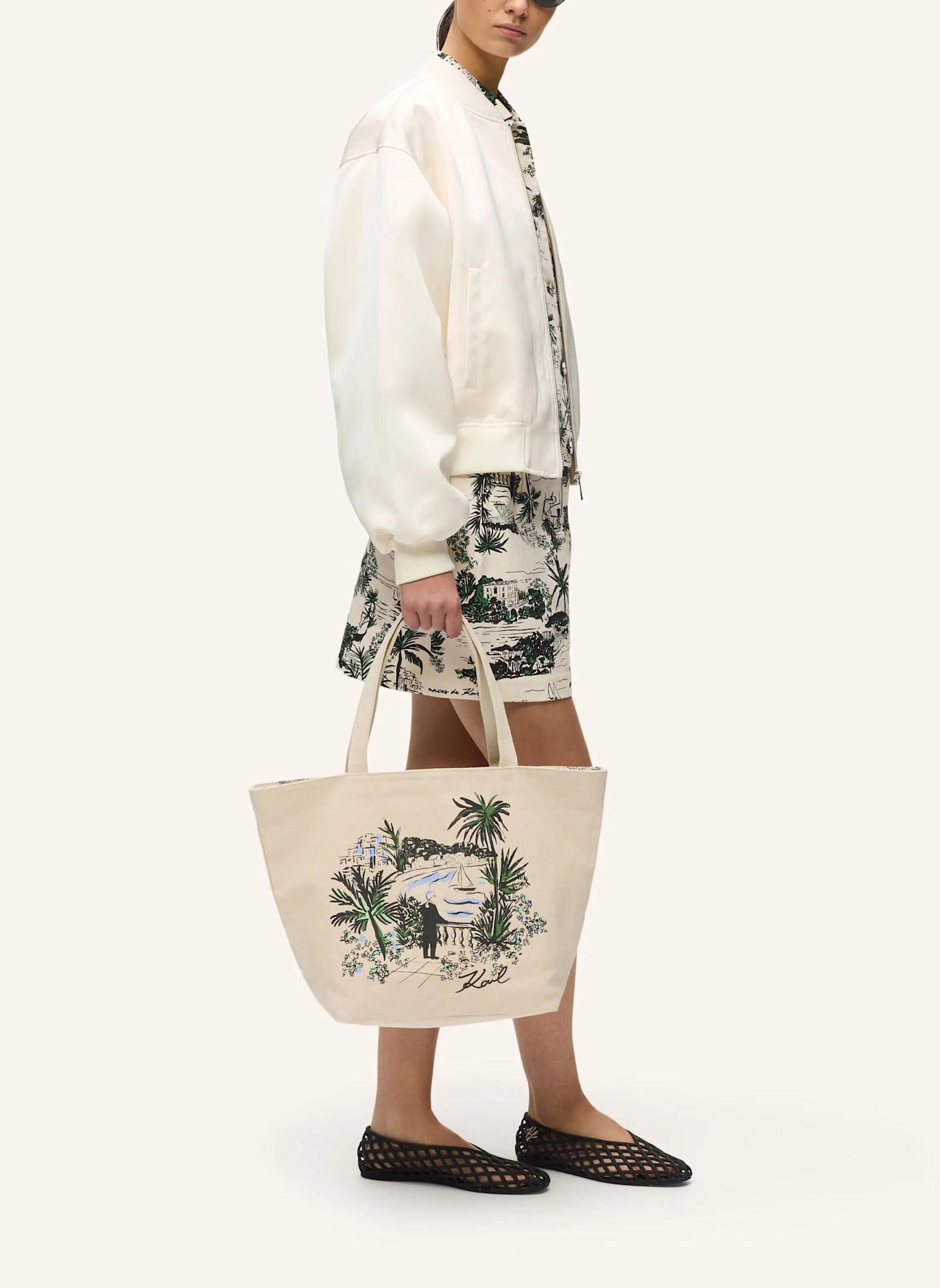 KARL LAGERFELD Shopper: BEIGE/ SCHWARZ