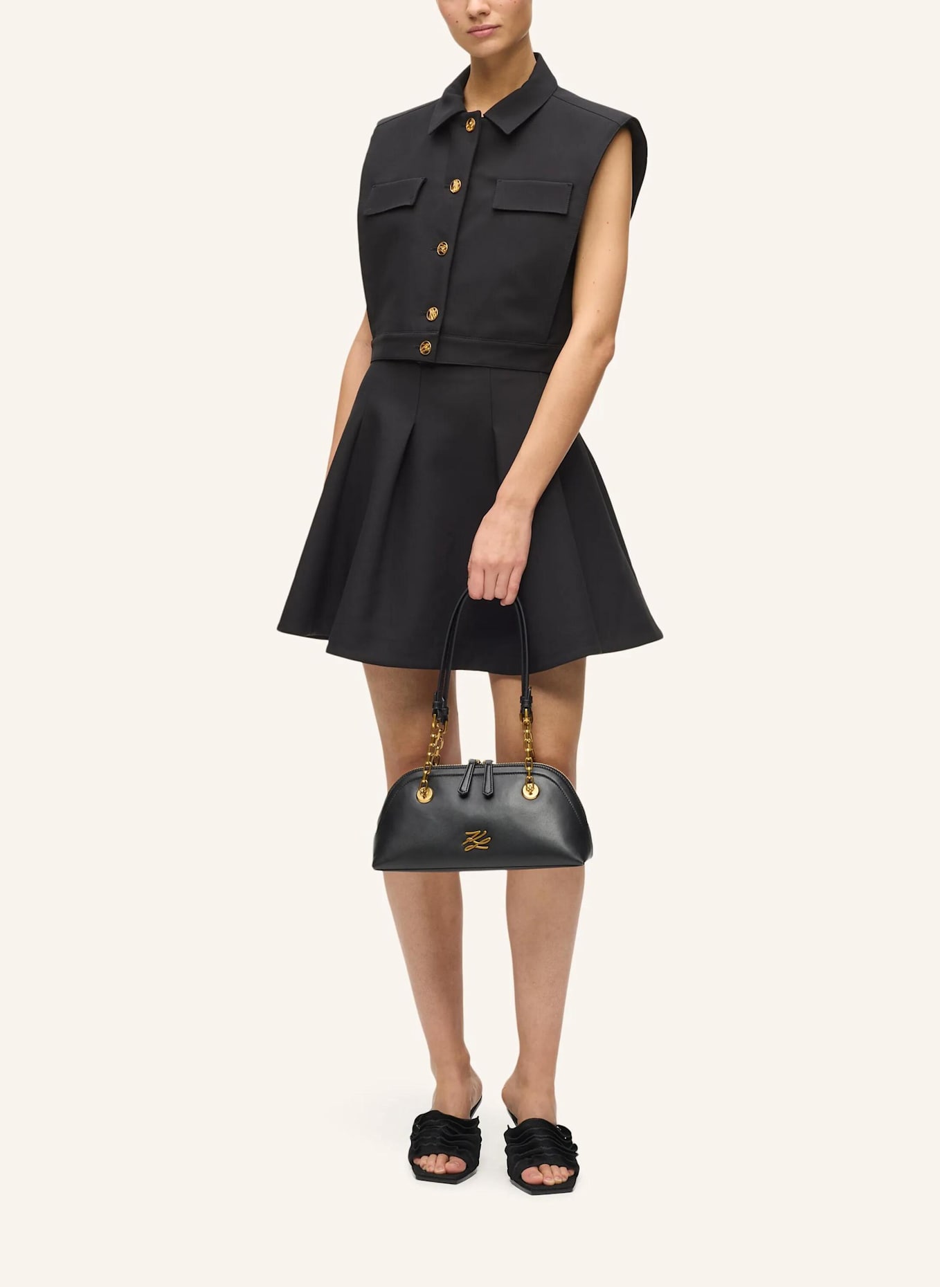 KARL LAGERFELD Schultertasche: SCHWARZ/ GOLD