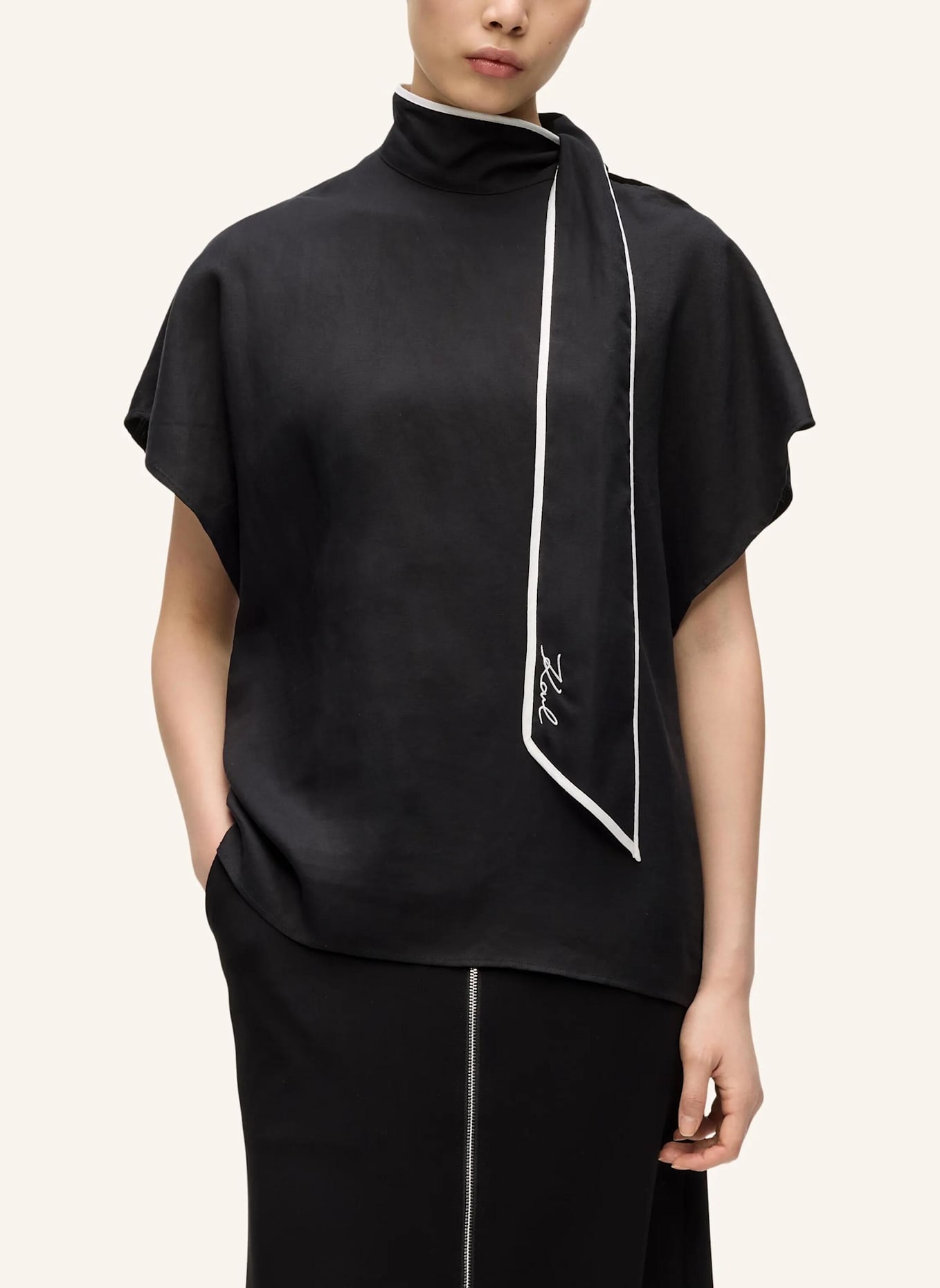 KARL LAGERFELD Bluse: SCHWARZ