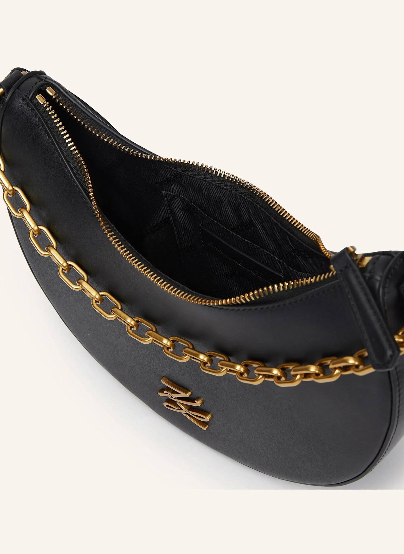 KARL LAGERFELD Schultertasche: SCHWARZ/ GOLD