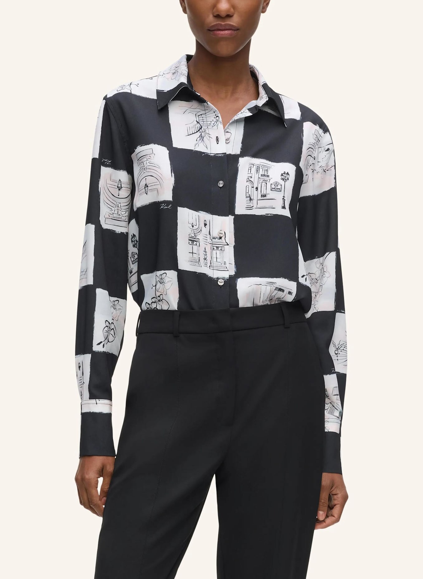 KARL LAGERFELD Bluse: SCHWARZ