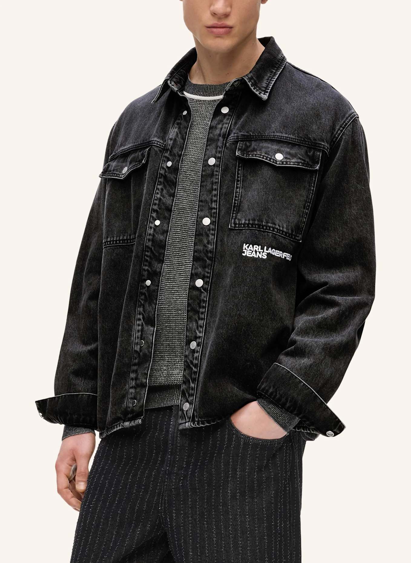 KARL LAGERFELD JEANS Hemd: SCHWARZ