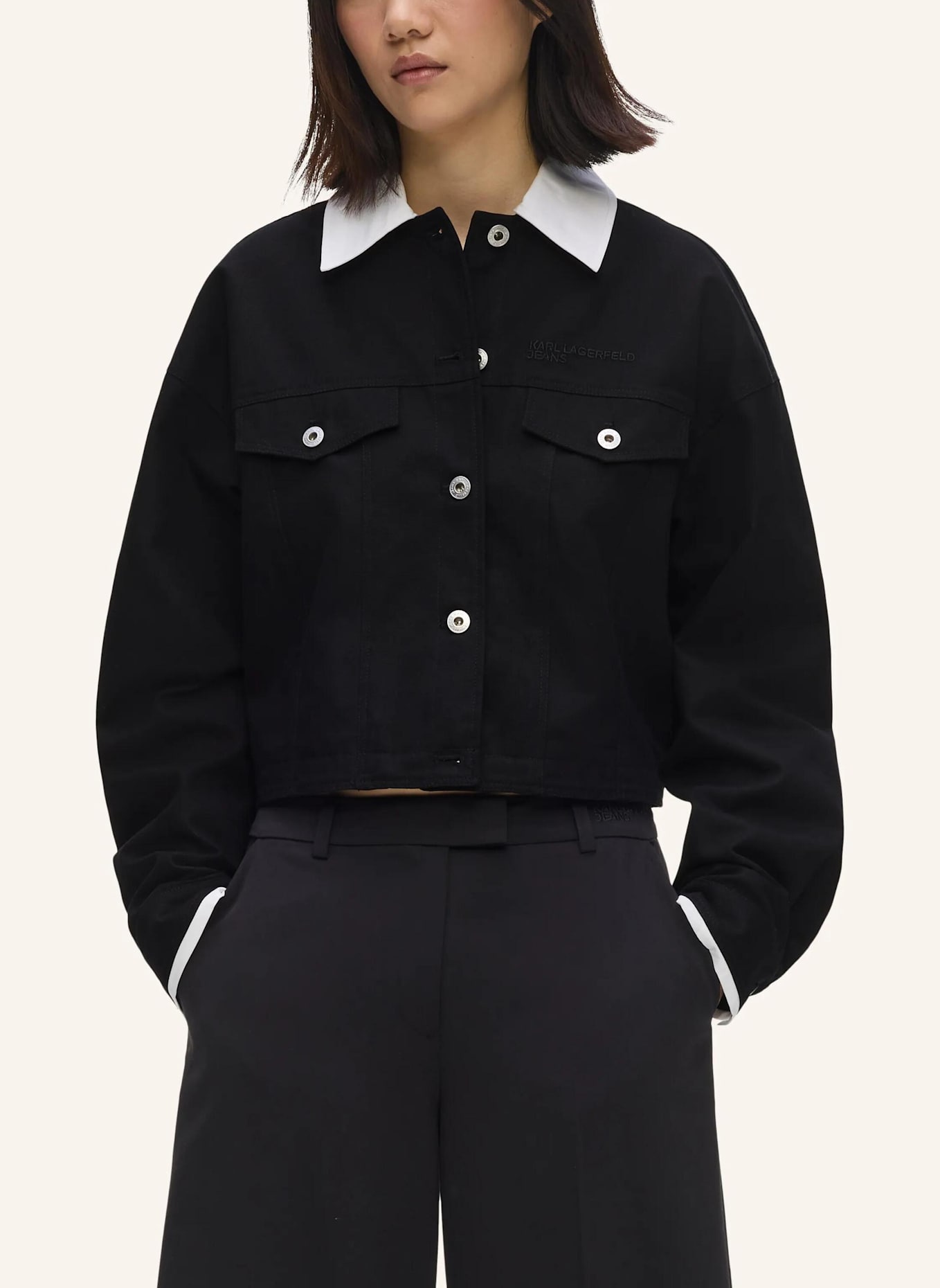 KARL LAGERFELD JEANS Jacke: WEISS/ SCHWARZ