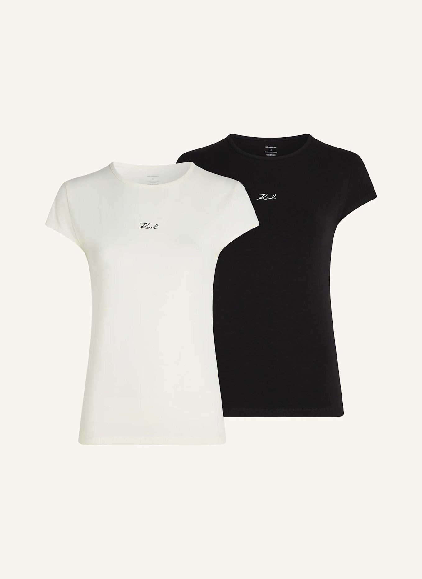 KARL LAGERFELD 2er-Pack Unterhemden: BEIGE/ SCHWARZ
