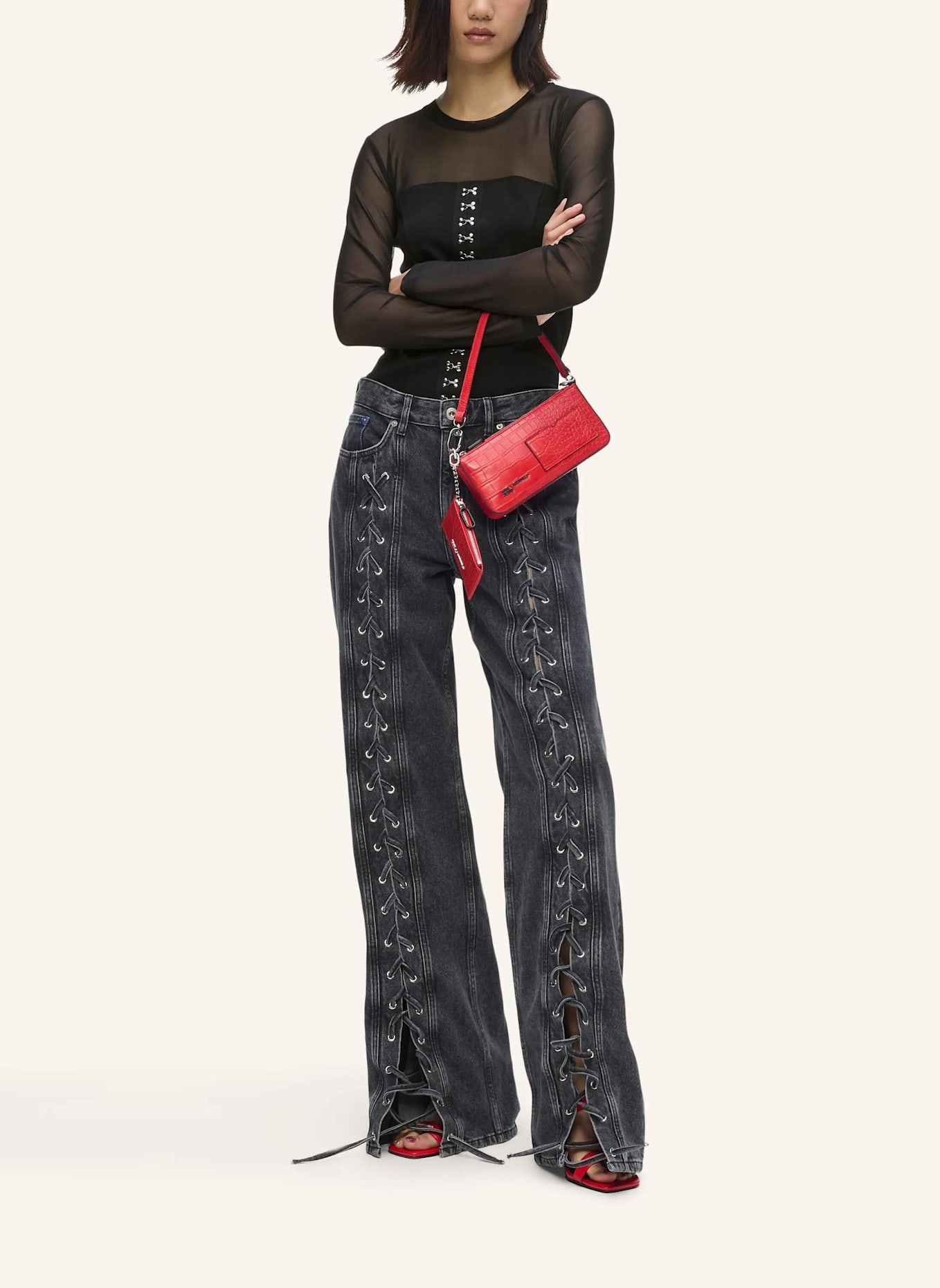 KARL LAGERFELD JEANS Top: SCHWARZ