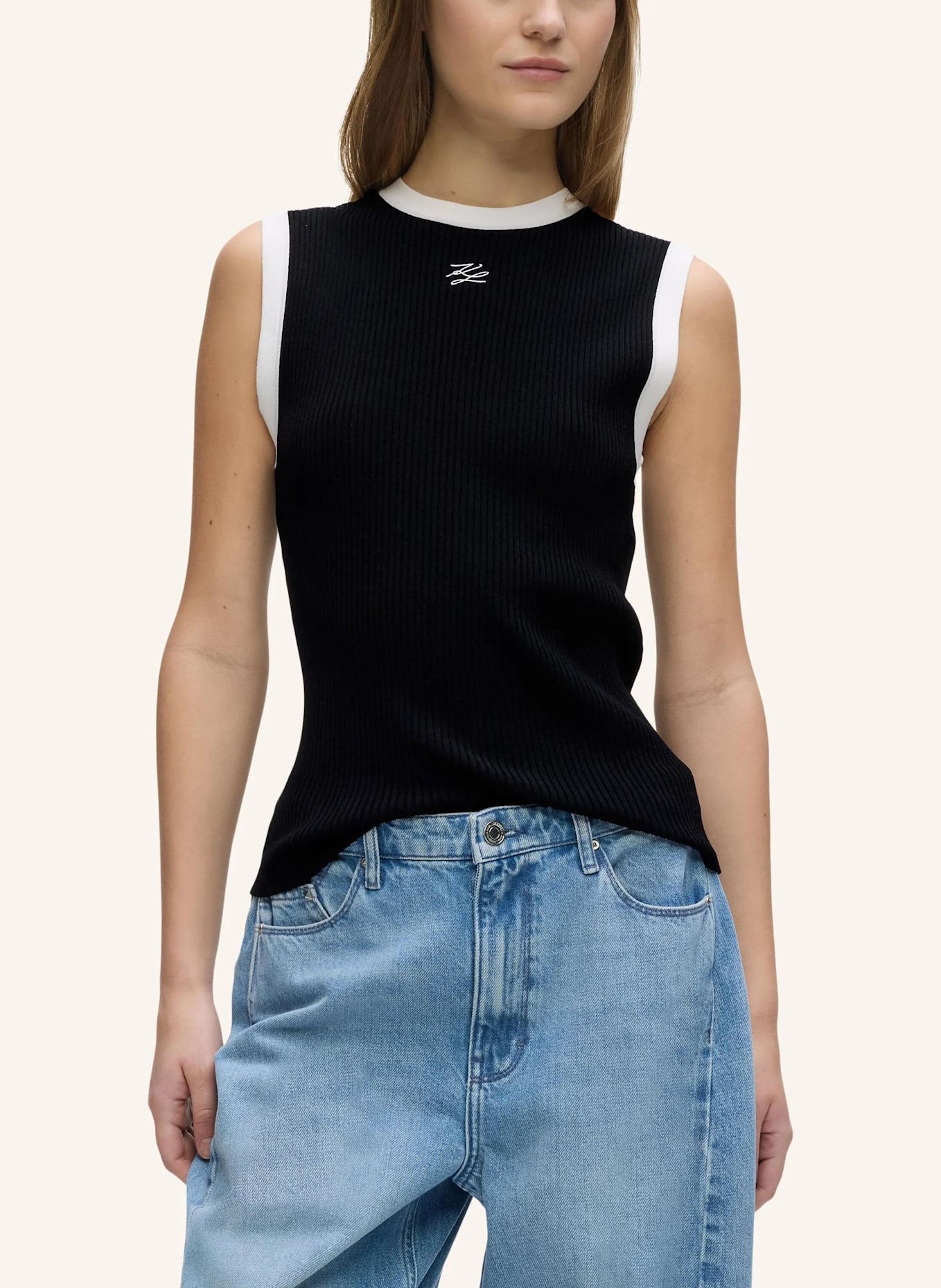 KARL LAGERFELD Top: SCHWARZ