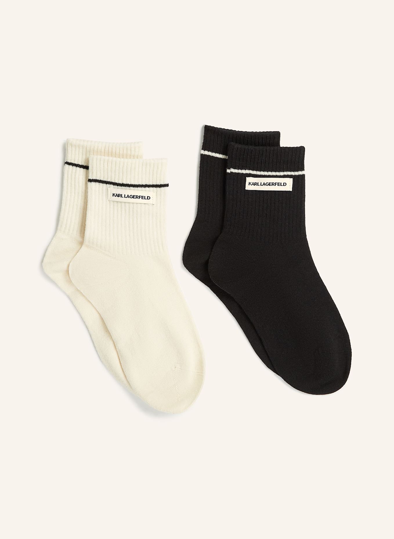 KARL LAGERFELD 2er-Pack Socken: BEIGE/ SCHWARZ