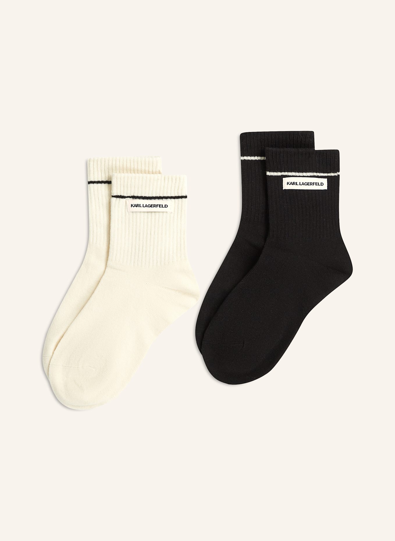 KARL LAGERFELD 2er-Pack Socken: BEIGE/ SCHWARZ