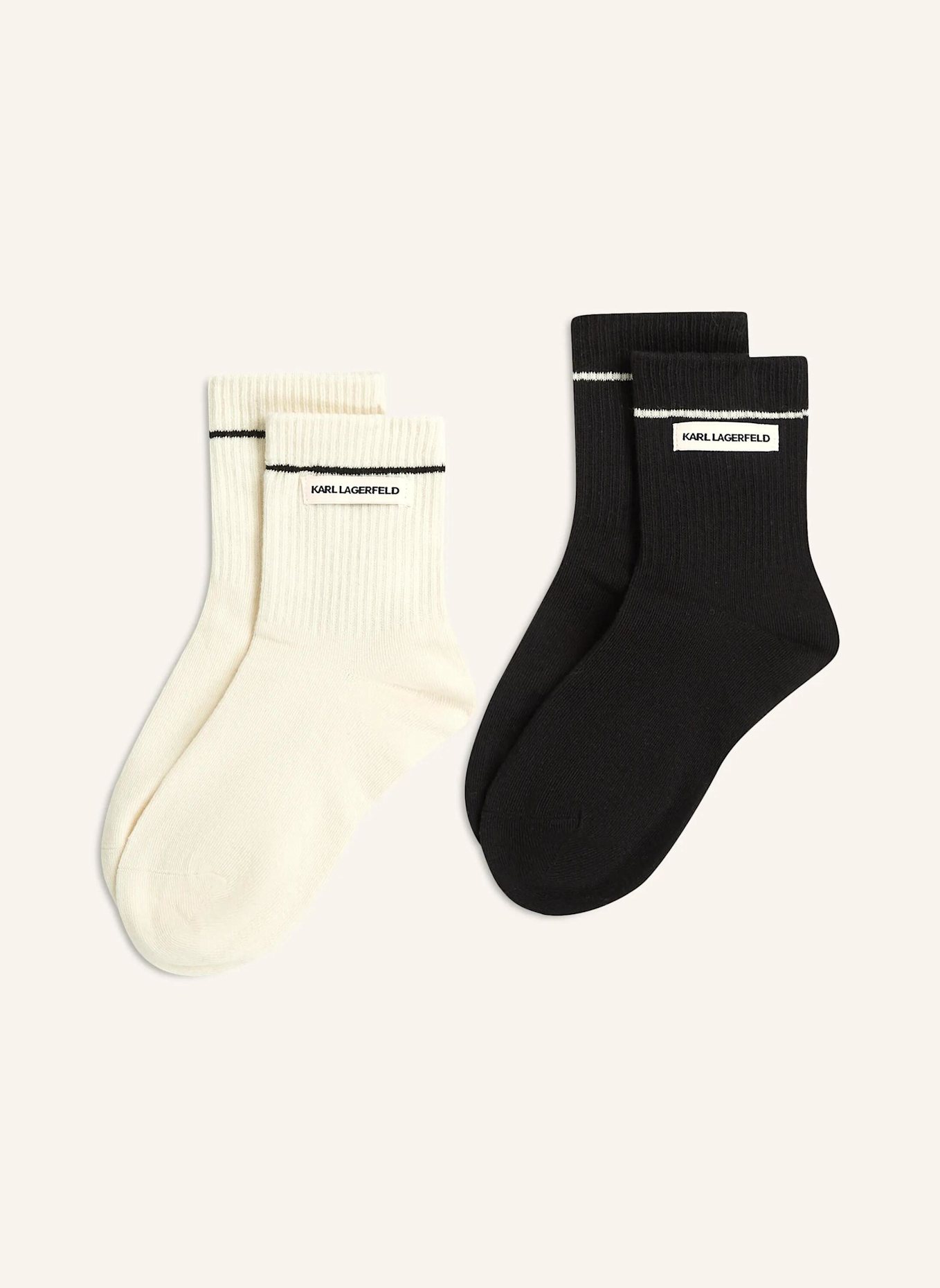 KARL LAGERFELD 2er-Pack Socken: BEIGE/ SCHWARZ